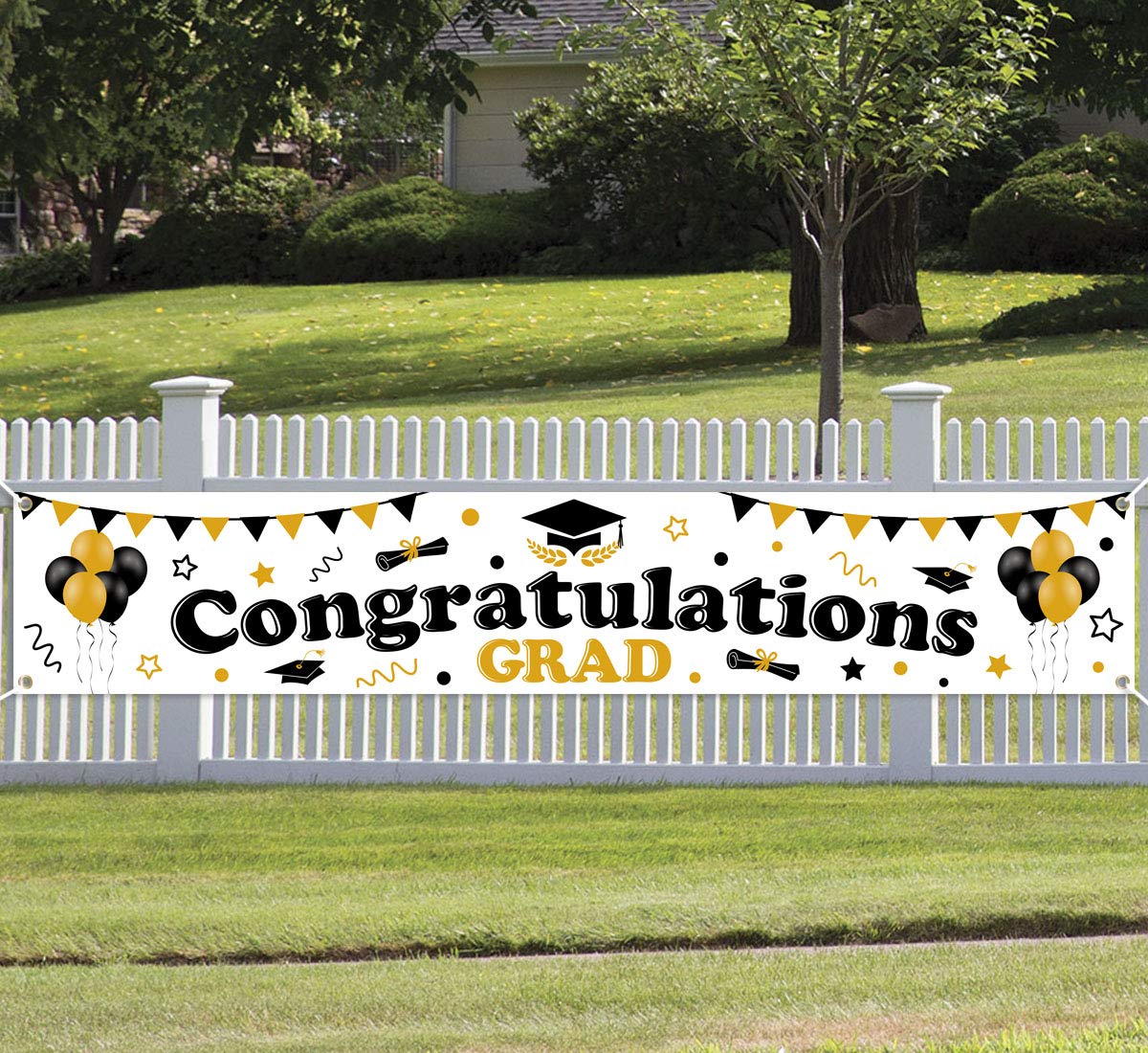 2024 Graduation Banner - Outdoor Party Decorations & Backdrop Sign for Grad Congrats - Perfect for Class of 2024 Celebrations, Photo Booths & Yard Decor