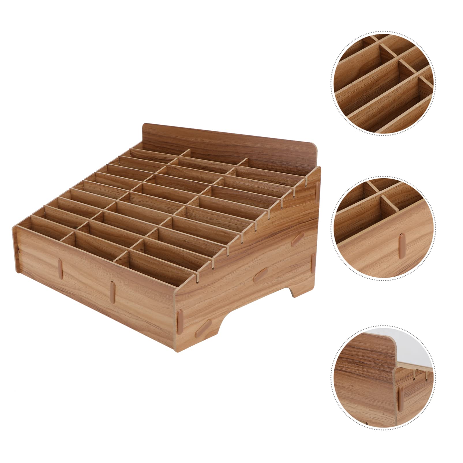 DOITOOL 30 Grids Desktop Cell Phone Holder Organizer - Brown Storage Box for Classroom, Office & Home | Perfect for Organizing Smartphones, Tablets & Office Supplies | Ideal for Teachers, Students & Professionals