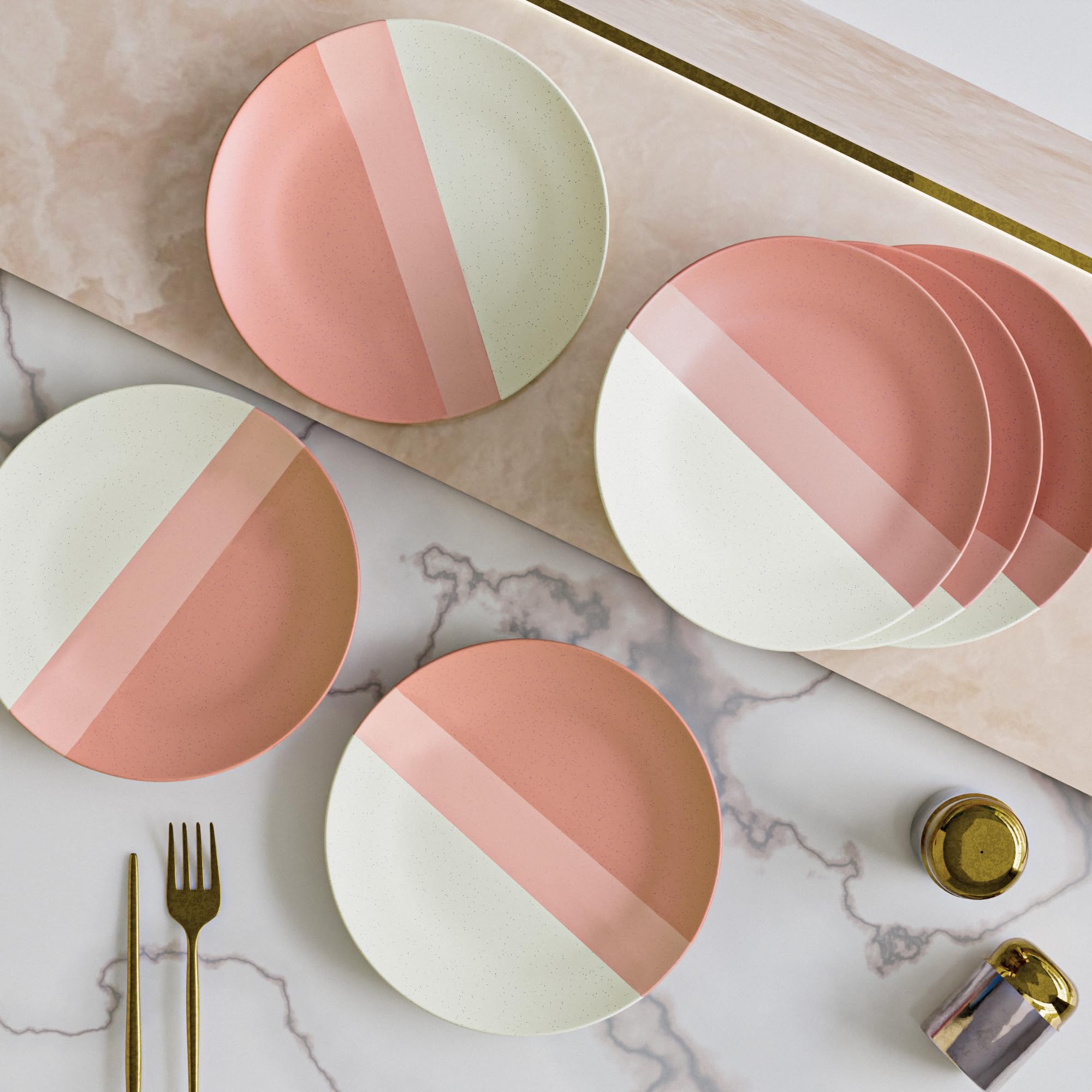 **Handcrafted 10.5-Inch Ceramic Dinner Plates Set of 6 - Pink Matte Finish | Microwave & Dishwasher Safe | Elegant Tableware for Restaurants, Weddings & Everyday Dining**