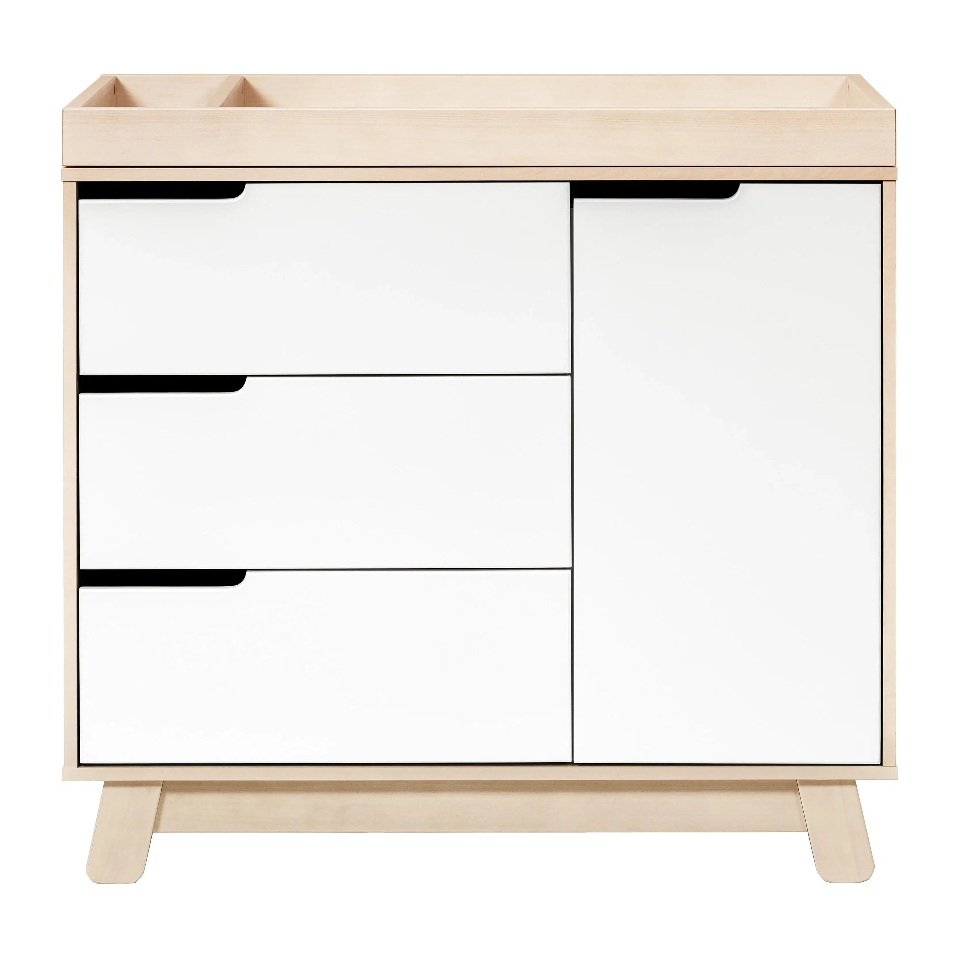 Babyletto Hudson Changer Dresser in Washed Natural & White - Nursery Changing Table with Storage for Baby Essentials | Perfect for Modern Nurseries and Diaper Changing Stations