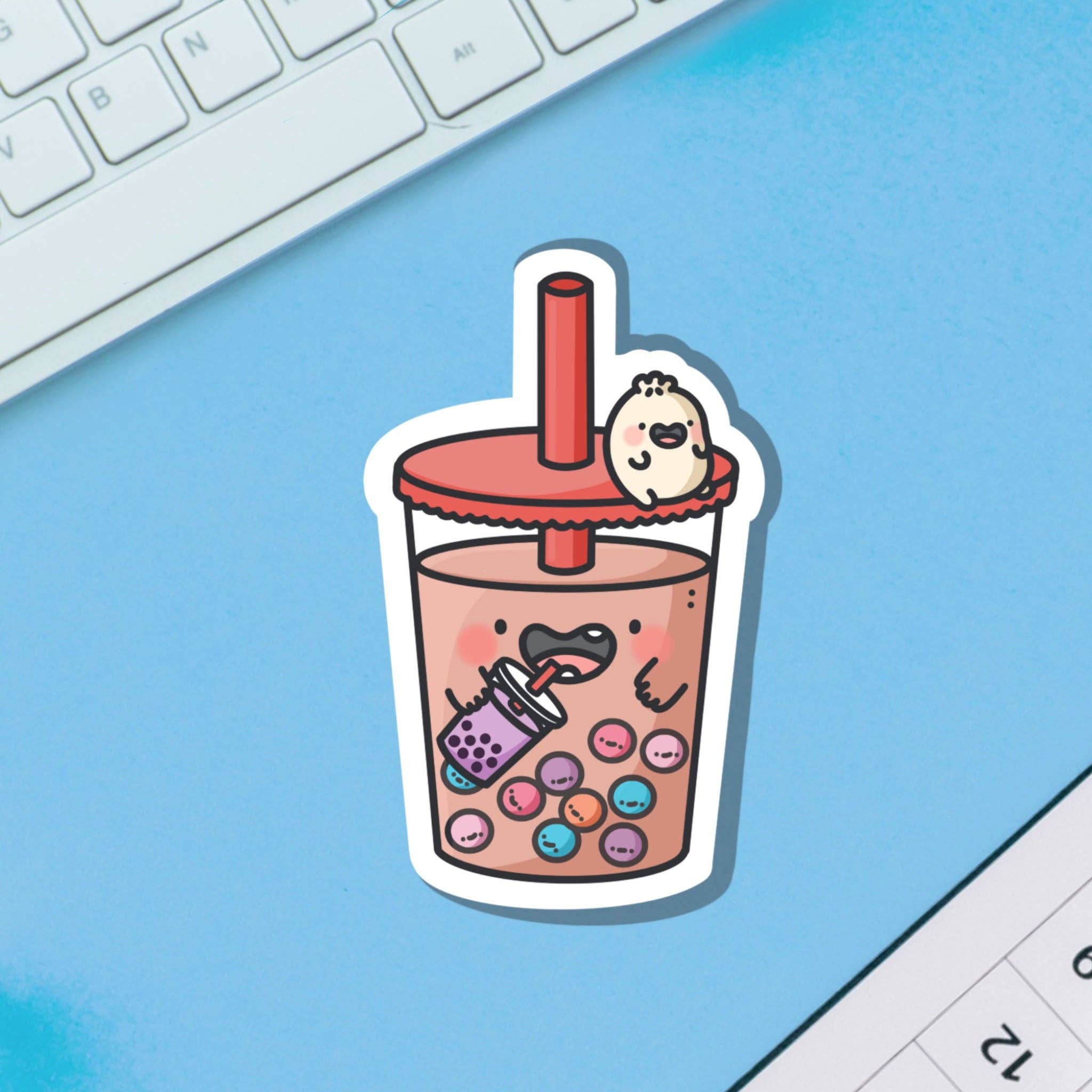 Bubble Tea Vinyl Sticker - Cute Kawaii Boba Drink Decal for Laptops, Water Bottles & DIY Crafts - Perfect for Scrapbooking, Journaling & Gift Wrapping