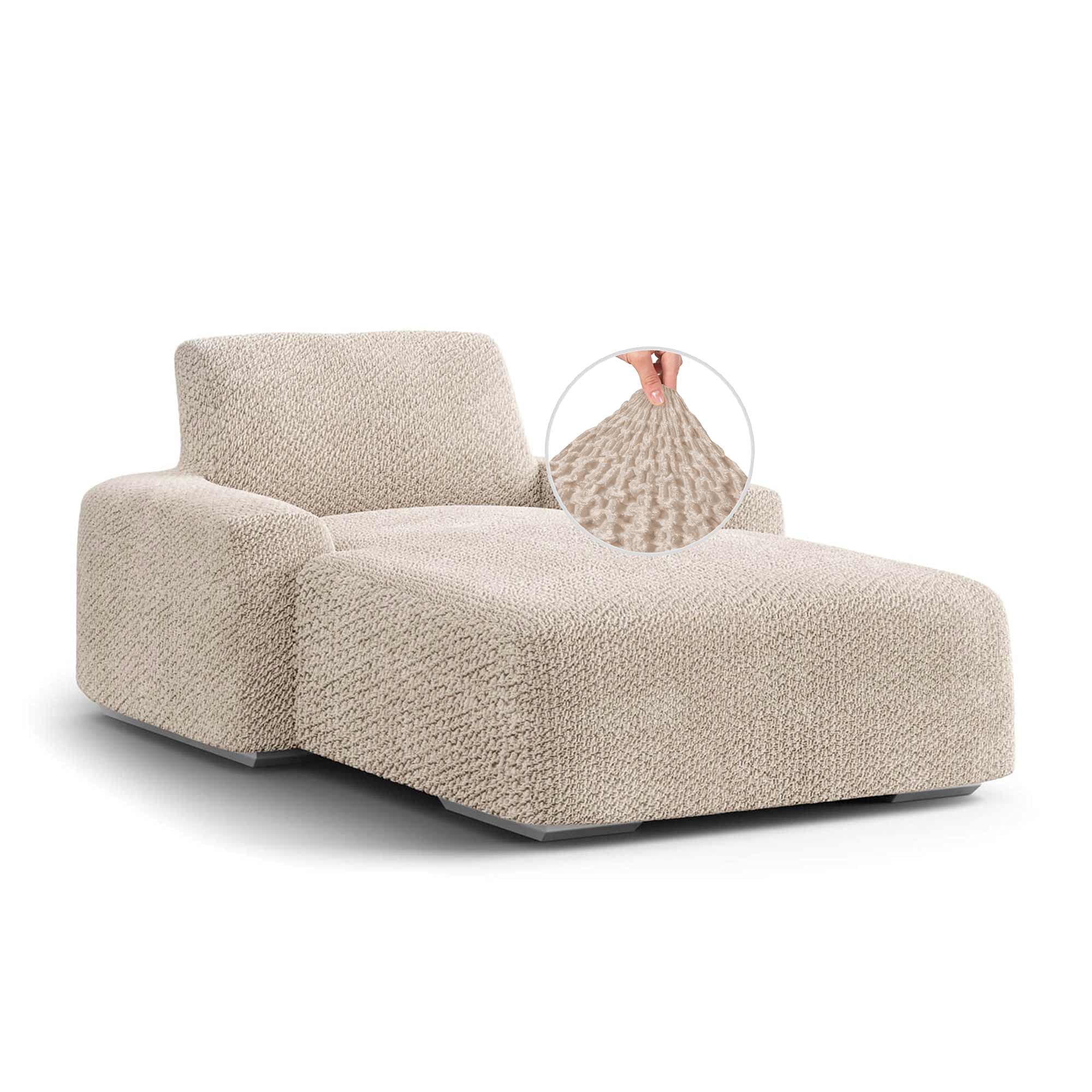 Soft Polyester Chaise Lounge Cover - Stretch Velvet Slipcover for Sofa & Chair (1-Piece Form Fit, Ivory) - Perfect for Living Room, Patio & Home Decor Protection