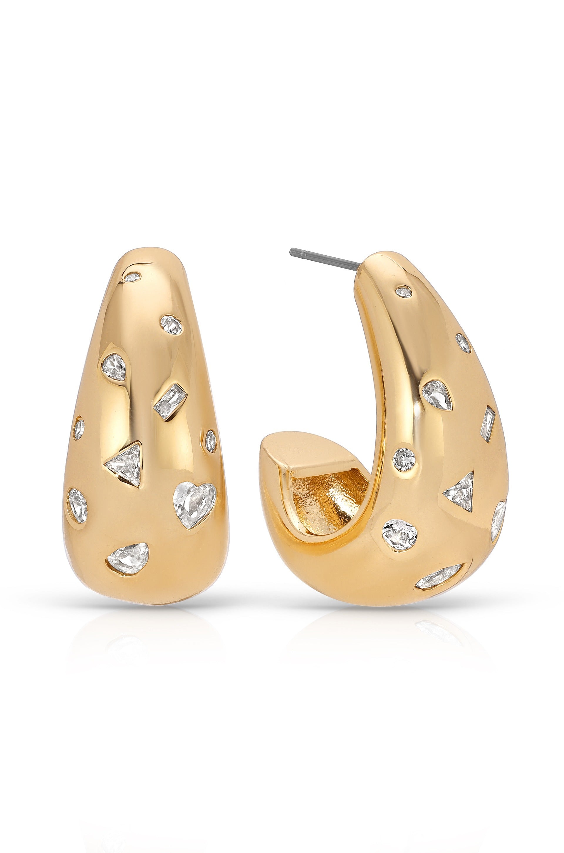 Bezel Crystal Dotted Hoop Earrings for Women - Sparkling Rhinestone Dangle Earrings for Party, Wedding & Everyday Wear