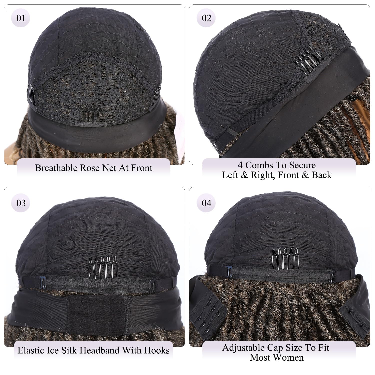 WIGER Short Dreadlock Synthetic Wig - Ombre Blonde Faux Locs for Black Women & Men | Hand-Braided Curly Wigs with Headband | Perfect for Cosplay, Halloween, and Daily Protective Styling