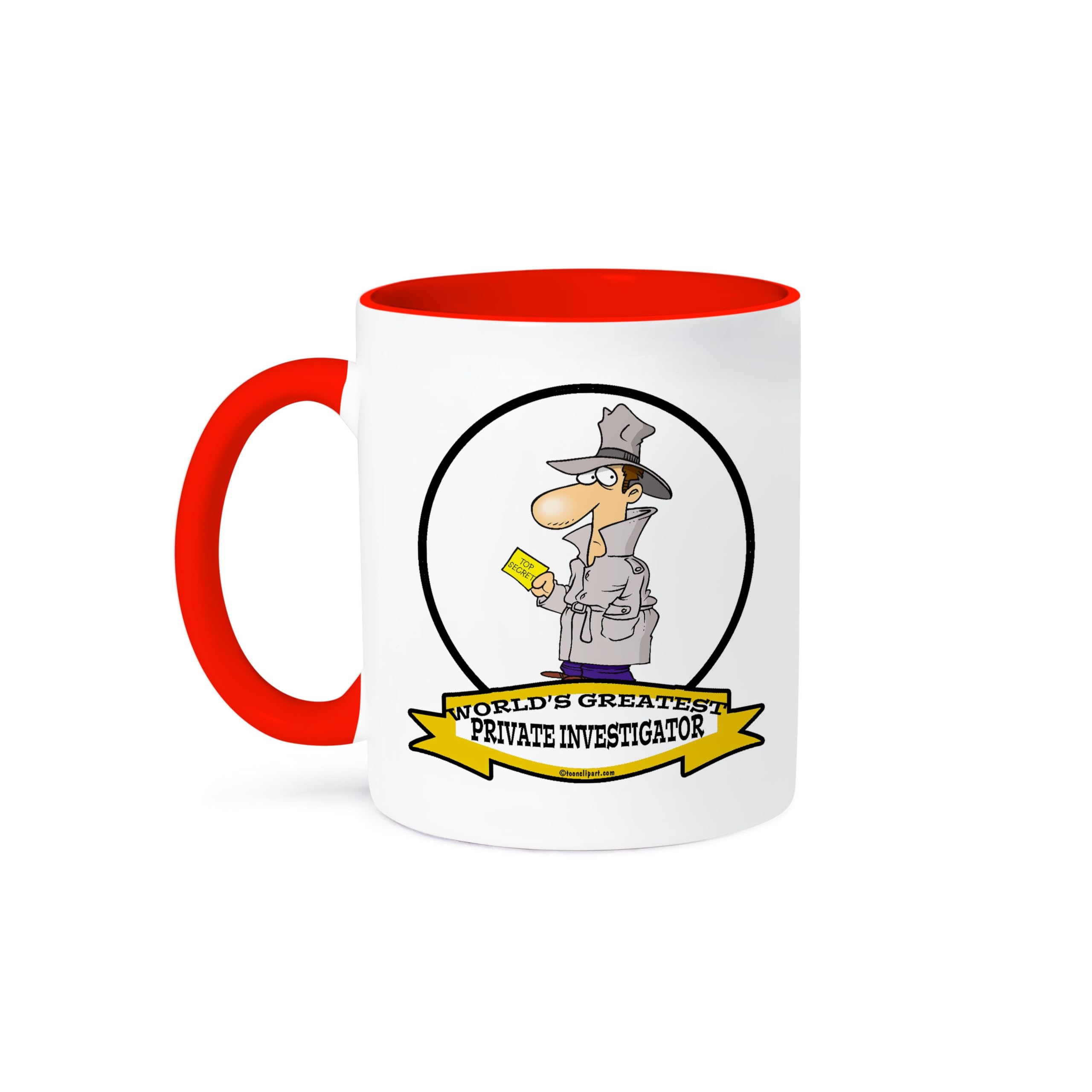 Funny Worlds Greatest Private Investigator Coffee Mug - 11oz Ceramic Cup with Cartoon Design - Perfect Gift for Detectives & Coffee Lovers - Office Humor & Home Use