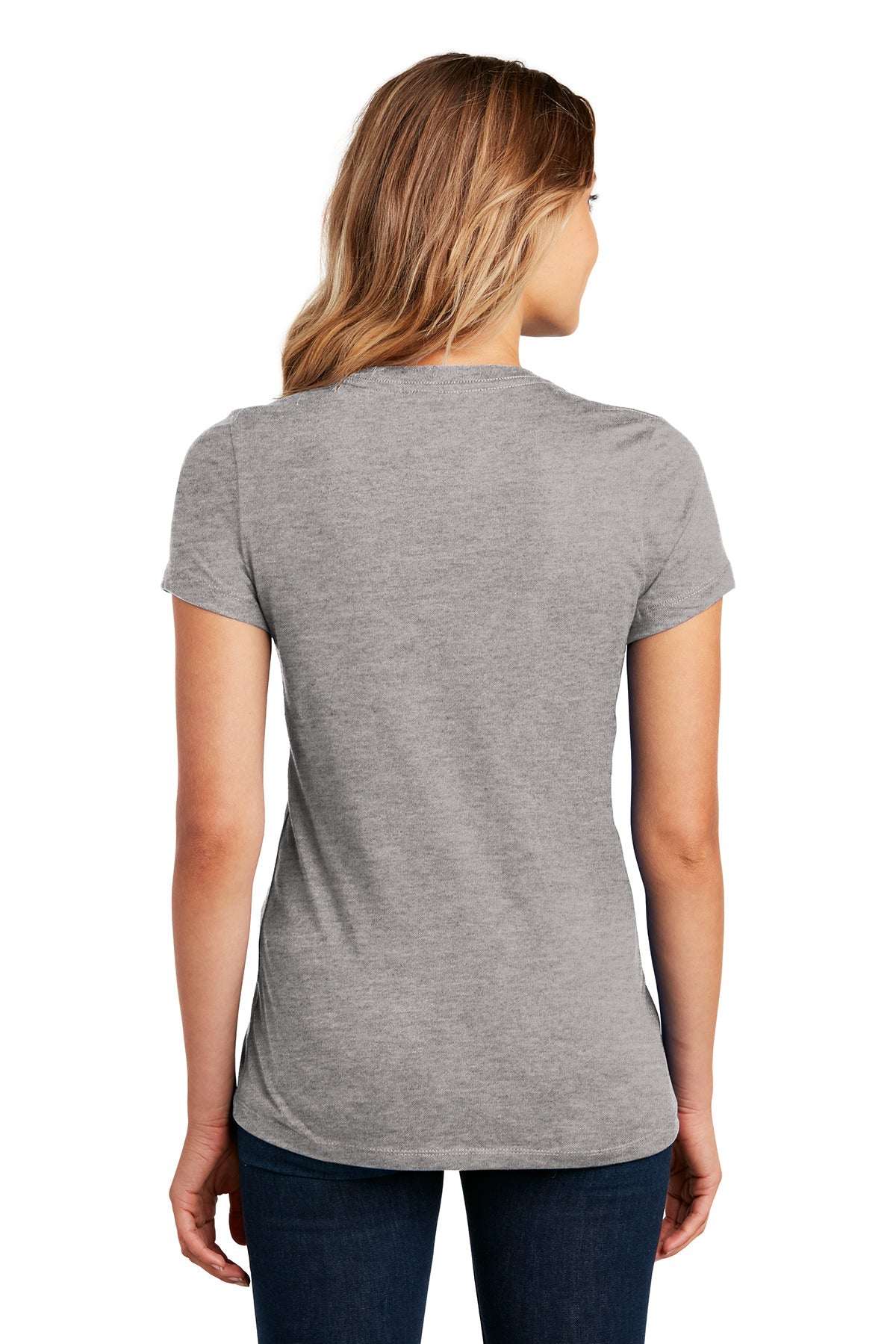 District Made Women's Perfect Weight Crew Neck T-Shirt - Soft Heathered Steel Color - Casual Everyday Wear & Layering Essential