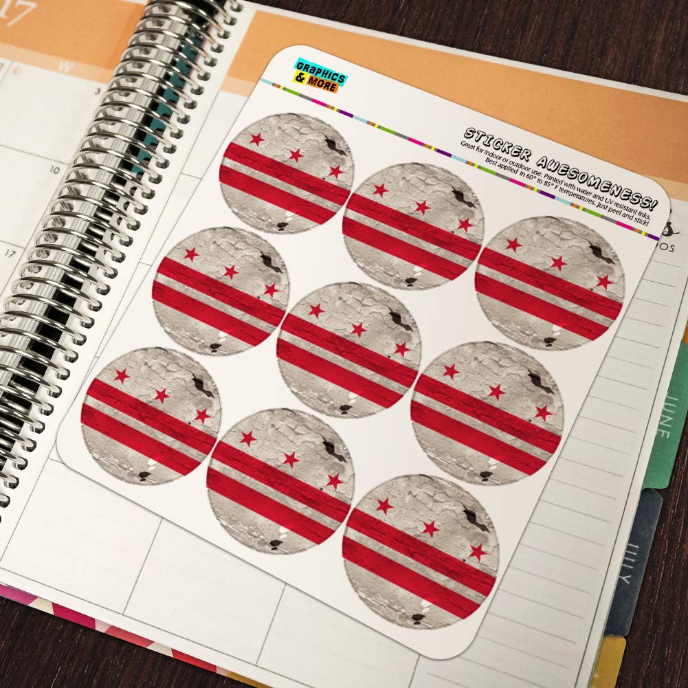 Vintage Distressed Washington DC District of Columbia State Flag Stickers - USA Patriotic Planner Decals, Scrapbooking Supplies, DIY Craft Journaling Accessories - Perfect for Bullet Journals, Travel Scrapbooks & Americana-Themed Projects