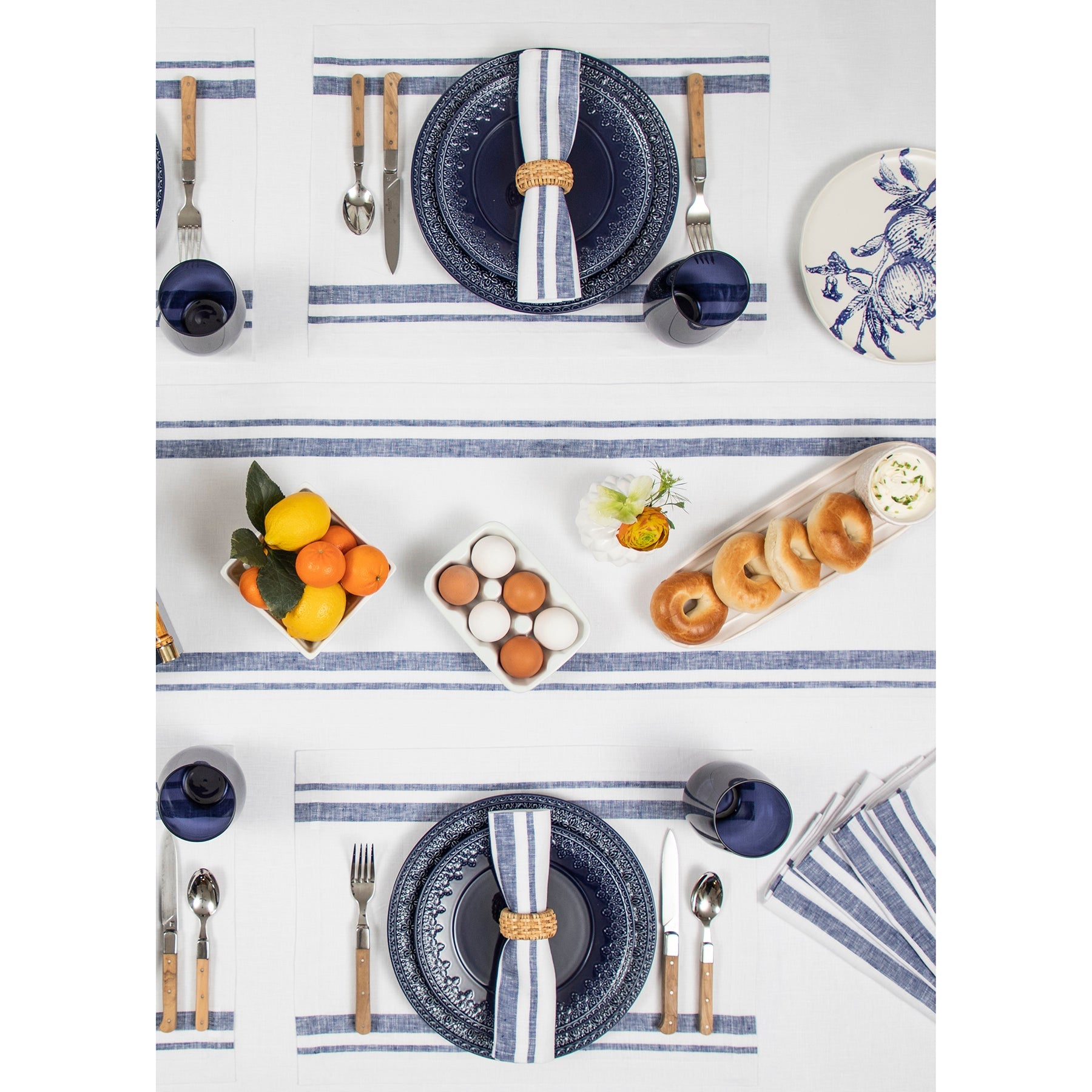 French Striped Placemats Set of 6 - Elegant Cotton Table Mats for Dining Room Decor - Perfect for Dinner Parties, Kitchen Tables & Home Decor