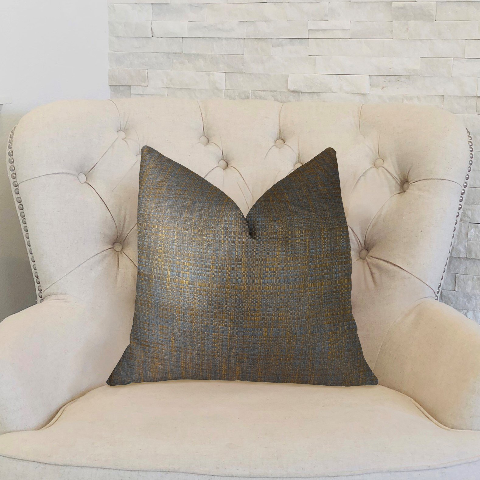 Plutus Clonamore Handmade Throw Pillow 20x30 Inches - Soft Blue & Brown Bohemian Decorative Pillow Cover for Couch, Bed, Sofa - Queen Size Home Decor Accent