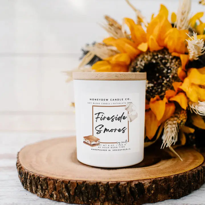 8oz S'mores Scented Candle with Wooden Lid - Perfect for Cozy Nights, Camping & Home Decor
