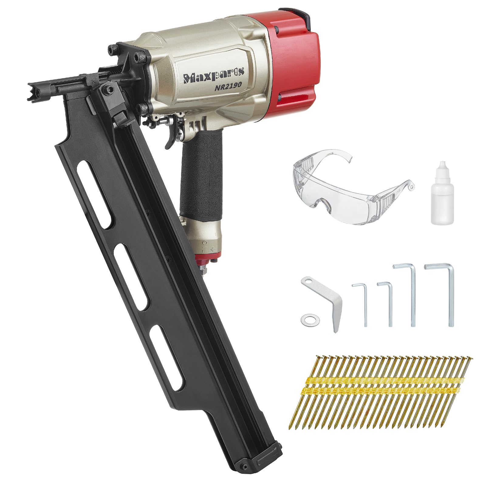 Maxparts NR2190 21° Framing Nail Gun - Heavy Duty Pneumatic Nailer for 2