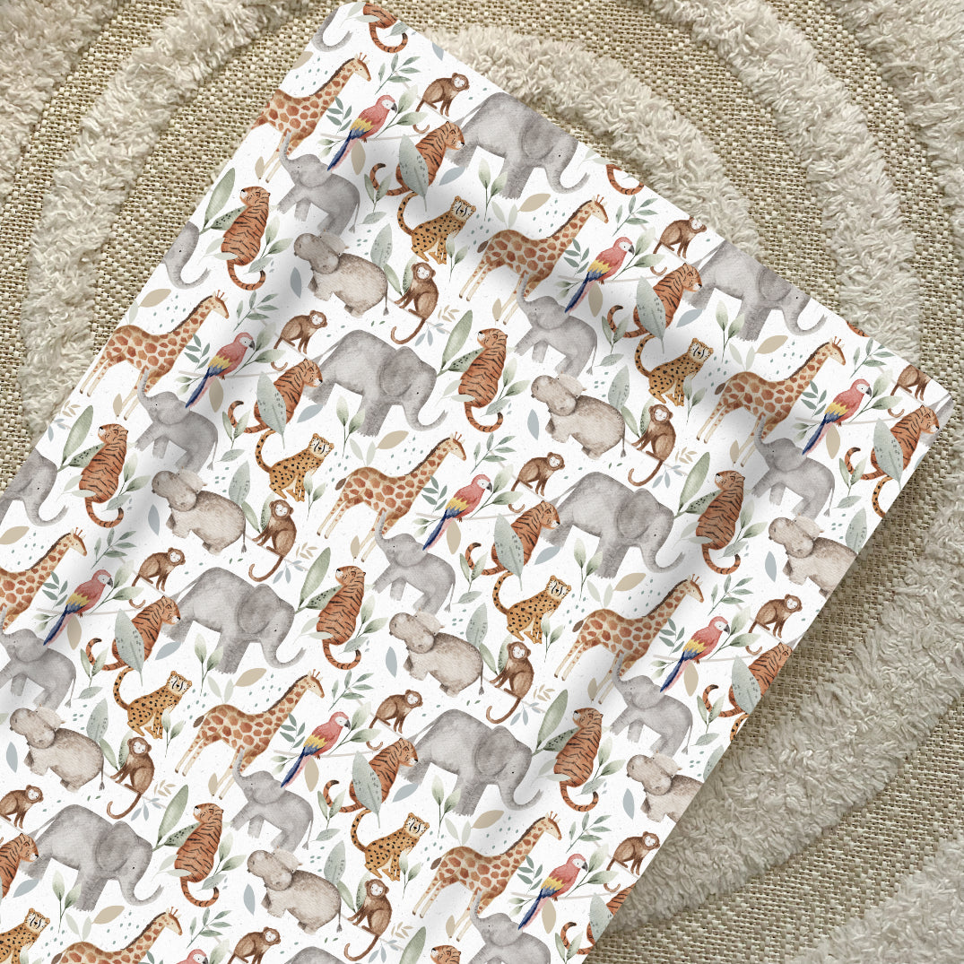Waterproof Baby Changing Pad with Jungle Animals Print - Soft & Portable Diaper Mat for Nursery, Travel & On-the-Go Use