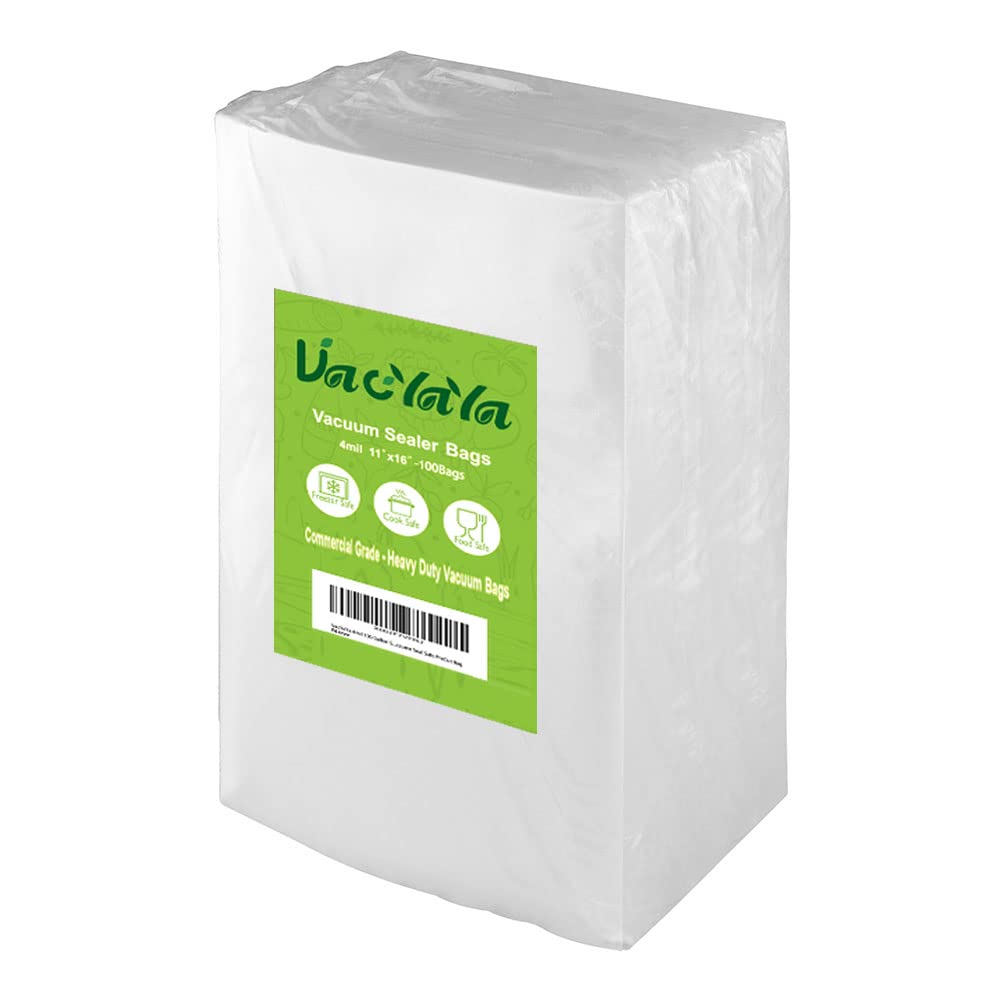 VacYaYa 4mil 100 Gallon 11x16 Inch BPA-Free Vacuum Sealer Bags - Commercial Grade Food Storage & Sous Vide Safe | Perfect for Freezing Meats, Meal Prep & Long-Term Food Preservation