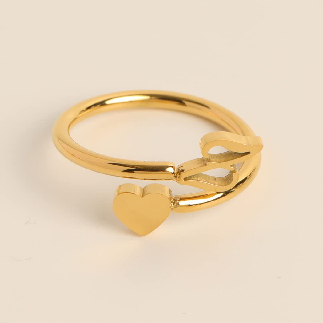 Adjustable Letter A-Z Rings Stainless Steel Gold Plated Alphabet Rings for Women - Perfect Wedding, Anniversary, Birthday Gifts for Her, Girlfriend & Lovers | Everyday Jewelry, Stackable Rings, Fashion Accessories