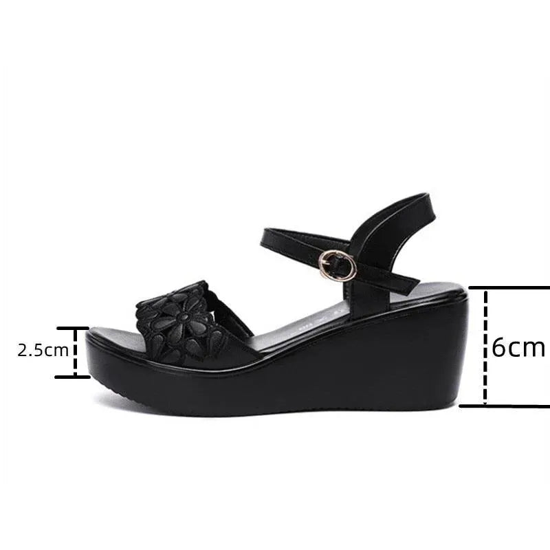 Floral Cut Out Wedge Sandal Shoes for Women - Summer Beach Wedding Party Comfortable Slip On Heels - Perfect for Vacation, Date Night & Outdoor Events