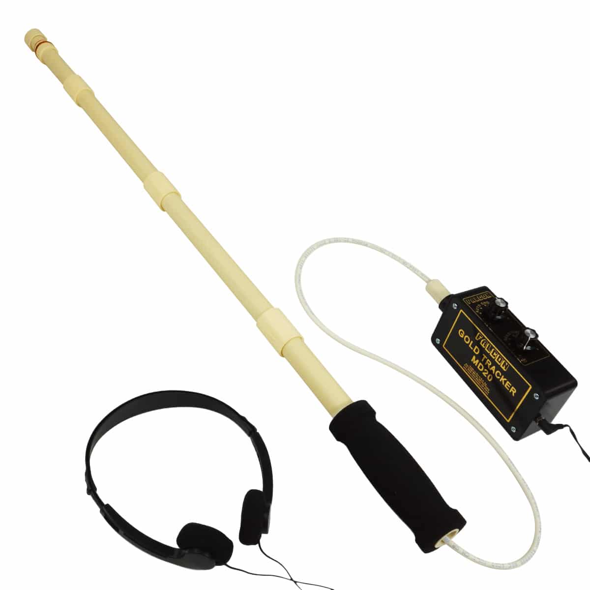 Falcon Gold Tracker MD20 Professional Metal Detector with 300kHz High Frequency Probe, Adjustable Handle & Comfortable Headphones - Perfect for Treasure Hunting, Beach Combing & Gold Prospecting