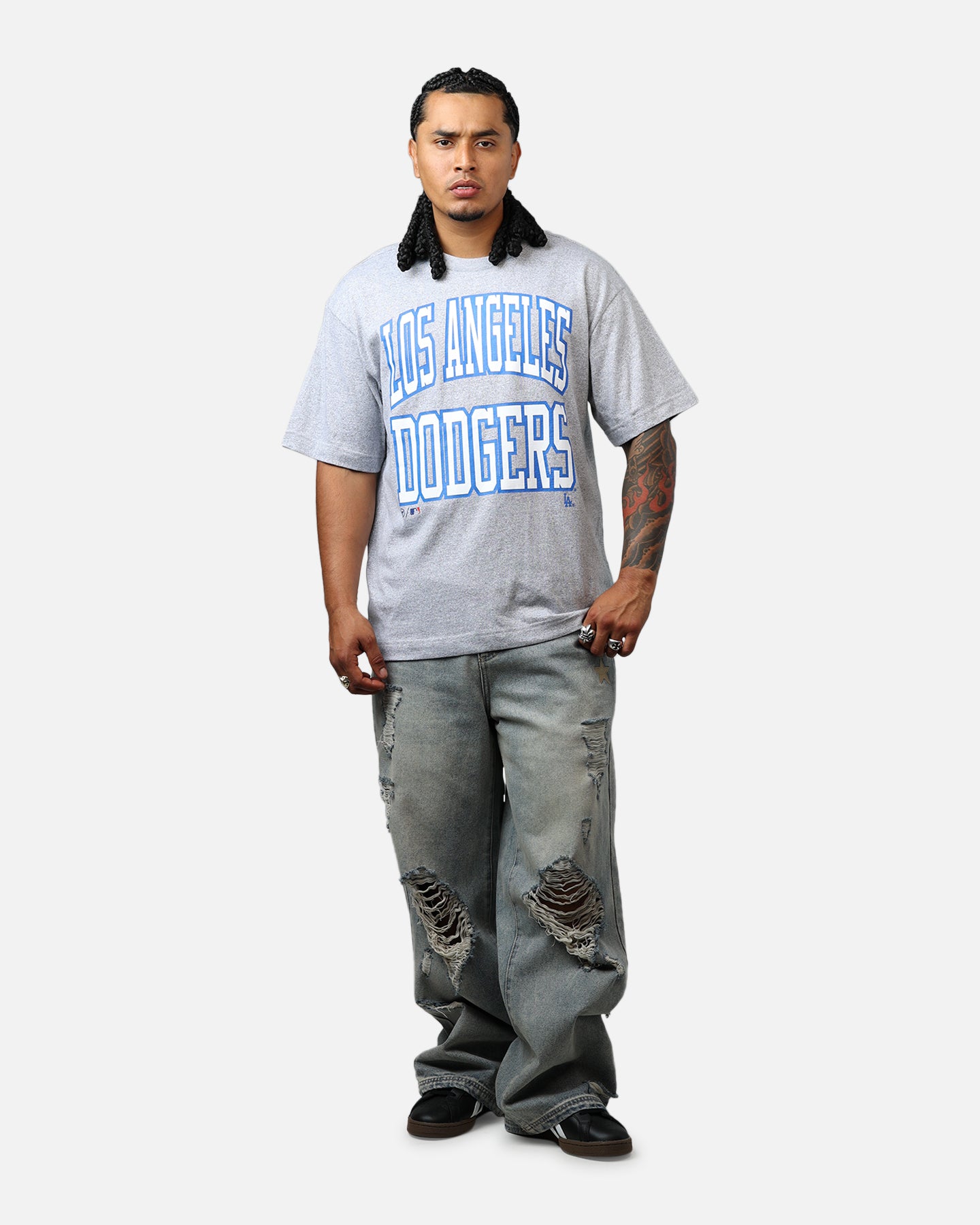 47 Brand Los Angeles Dodgers Stack T-Shirt - Grey | Men's Baseball Fan Apparel for Game Day & Casual Wear