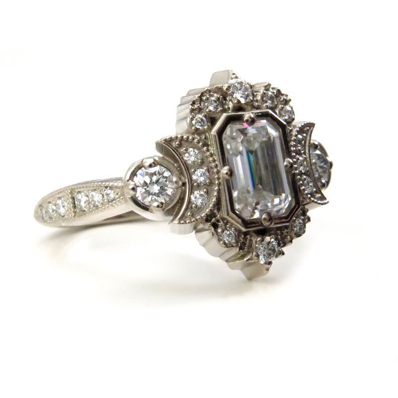 Selene Diamond Engagement Ring Setting - Custom Build Your Own Ring with Side Stones | Perfect for Proposals & Wedding Bands