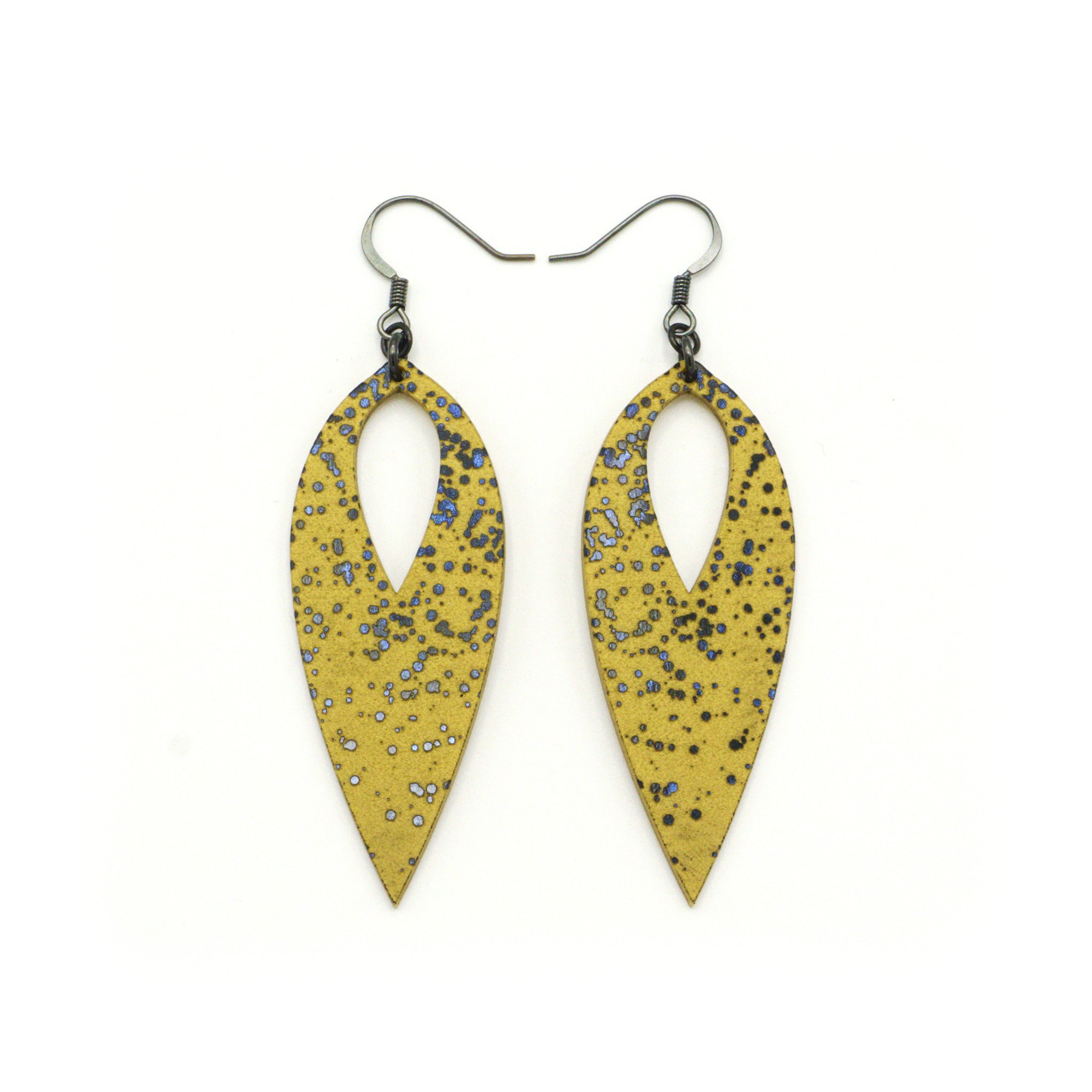 Celestial Blue and Gold Acrylic Earrings | Nativas [03R] | Elegant Statement Jewelry for Women | Perfect for Parties, Weddings, and Everyday Wear