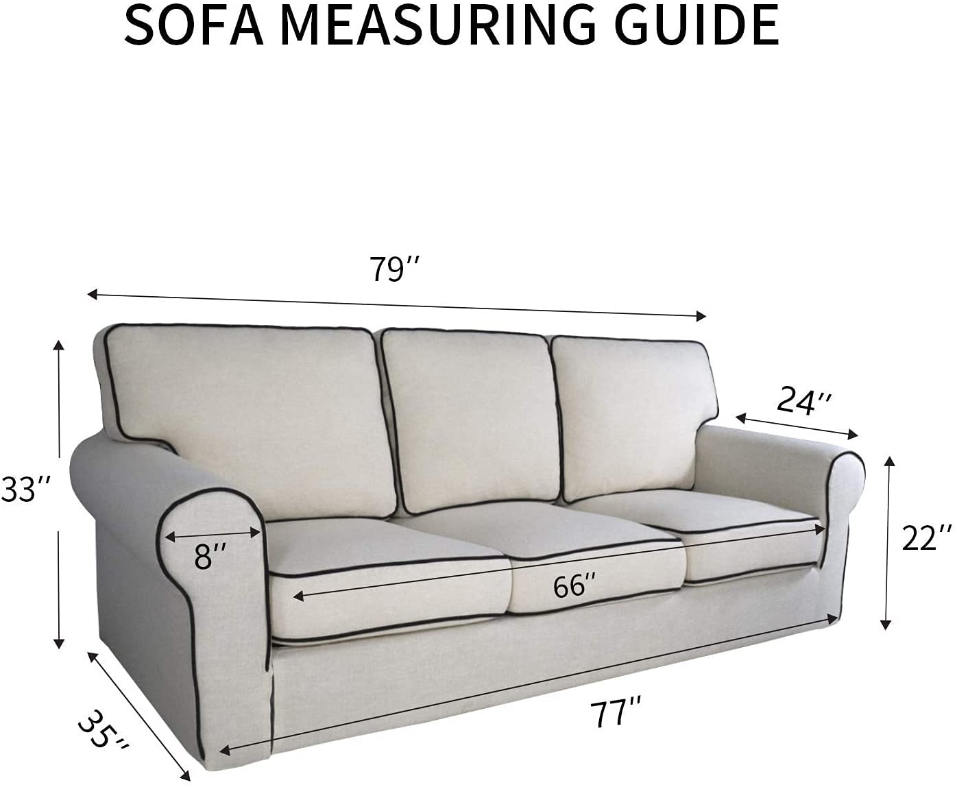 PureFit Stretch Sofa Slipcover - Washable Jacquard Spandex Couch Cover with Non-Slip Foam & Elastic Bottom | Furniture Protector for Pets & Kids | Perfect for Living Room, Family Room & Home Decor (Cream)