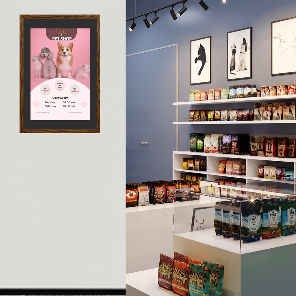 20x28 Designer Wood Snap Frames for Posters with 4 Wide Matboard - Perfect for Home Decor, Office Displays & Art Gallery Exhibitions