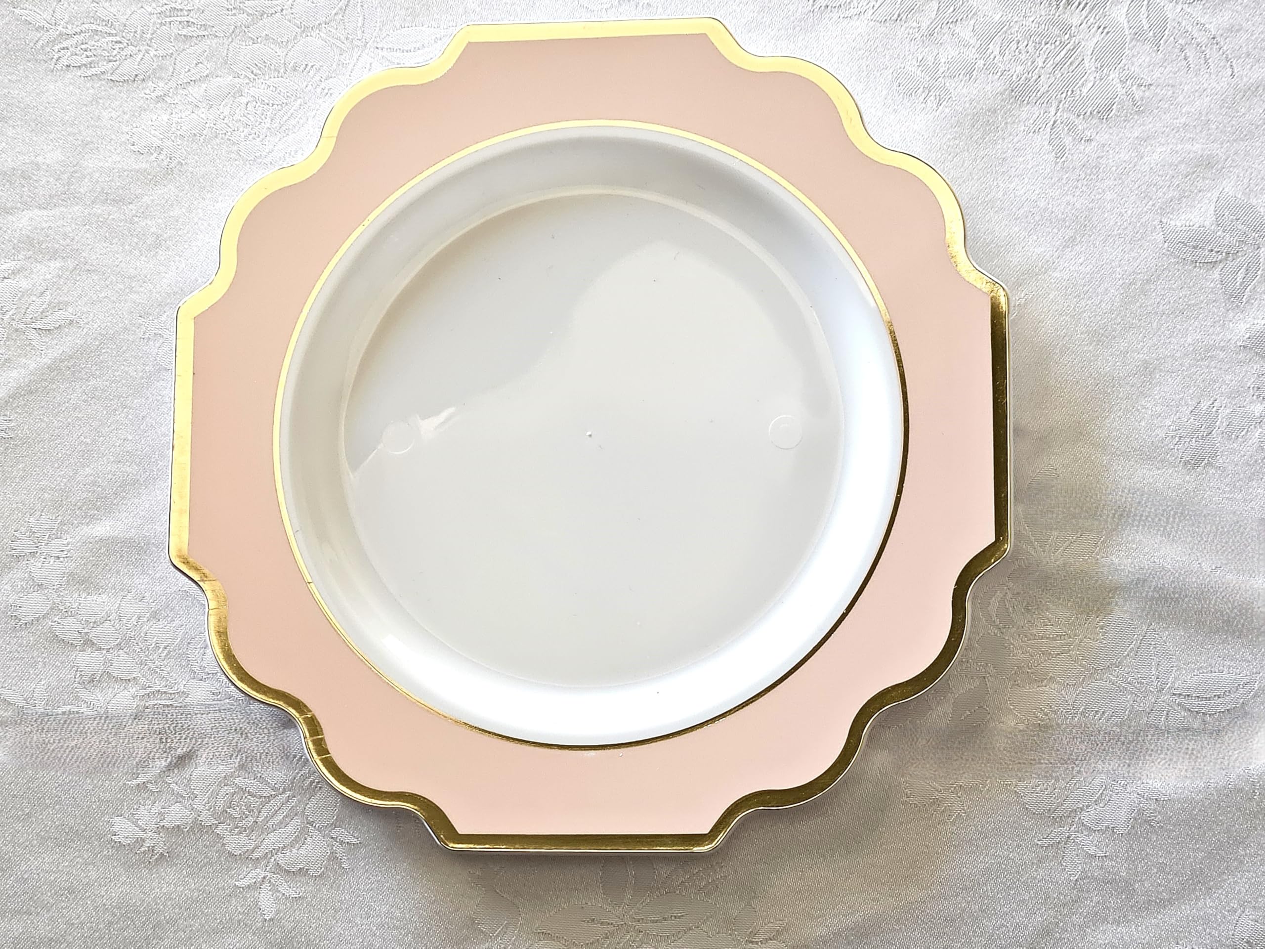 240-Piece Heavyweight Disposable Plastic Plates Set for Weddings & Parties - 120 x 10.5'' Dinner Plates + 120 x 8'' Salad/Dessert Plates in Blush Gold (Elegant Tableware for Bridal Showers, Baby Showers & Special Events)