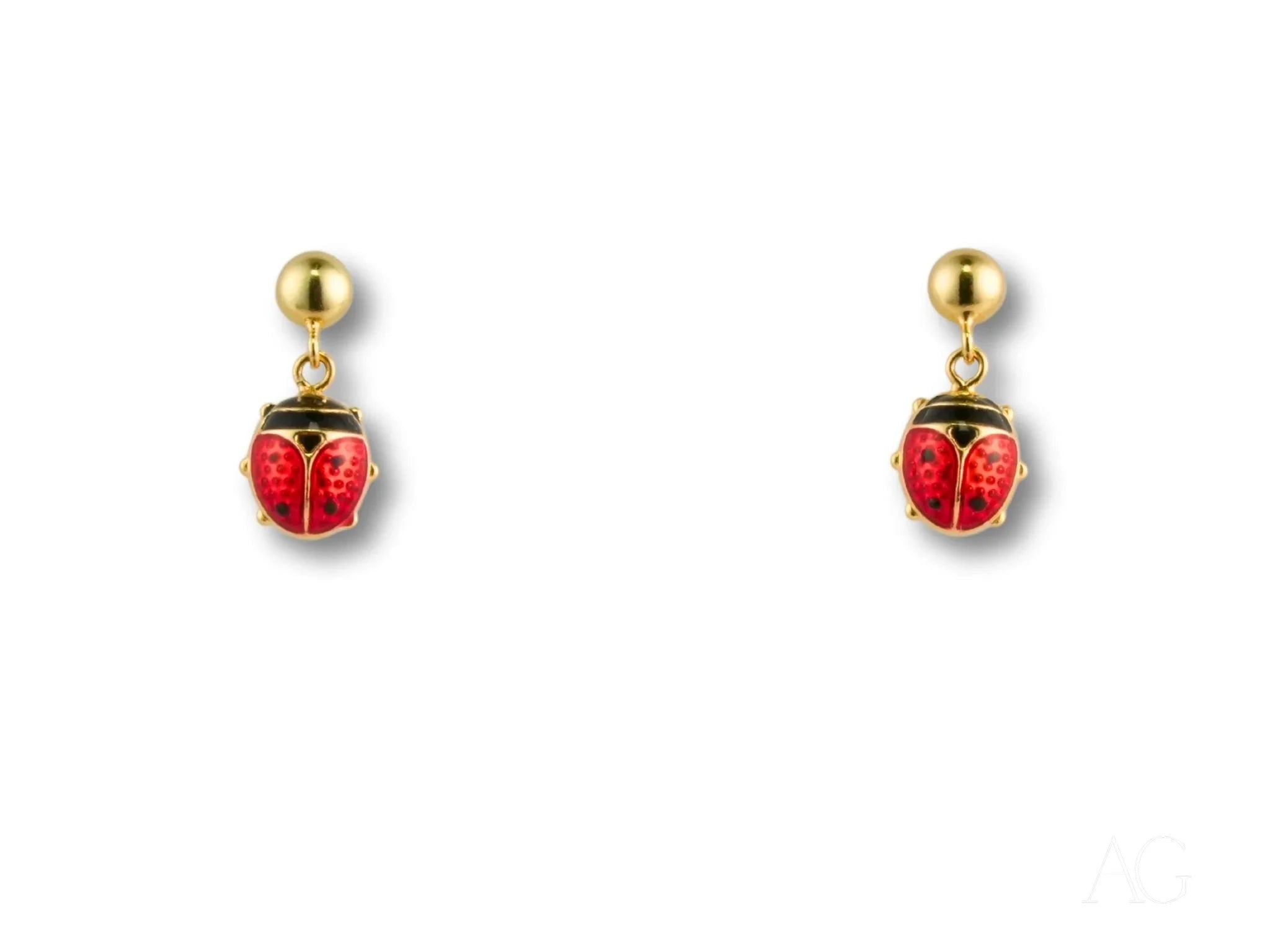 18K Gold Ladybug Earrings for Women - Lucky Charm Stud Earrings for Everyday Wear, Gift for Her, Birthday, Anniversary, or Special Occasion