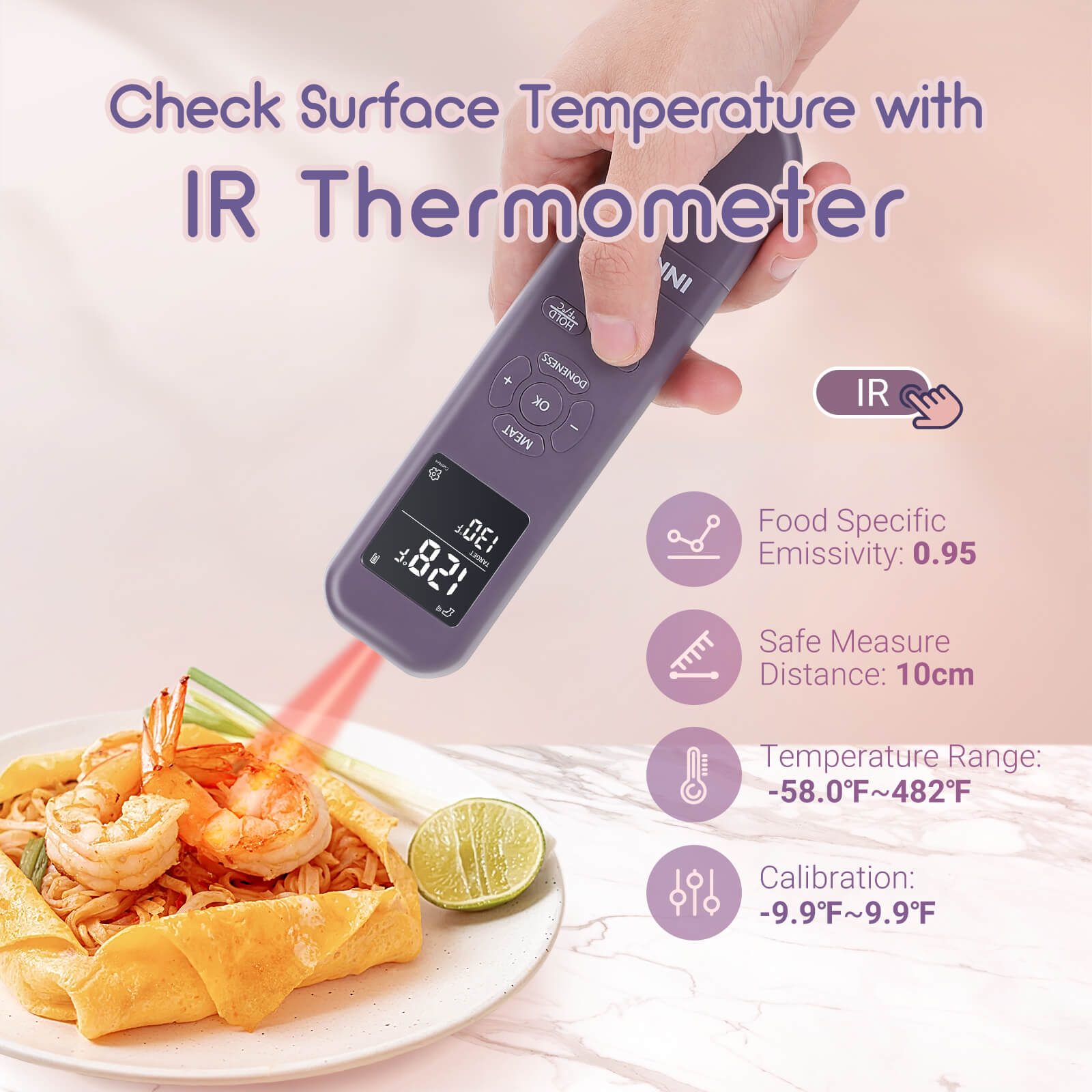 3-in-1 Instant Read Digital Meat Thermometer with Backlit LCD - Fast & Accurate Cooking Thermometer for Grilling, BBQ, Baking, and Kitchen Use