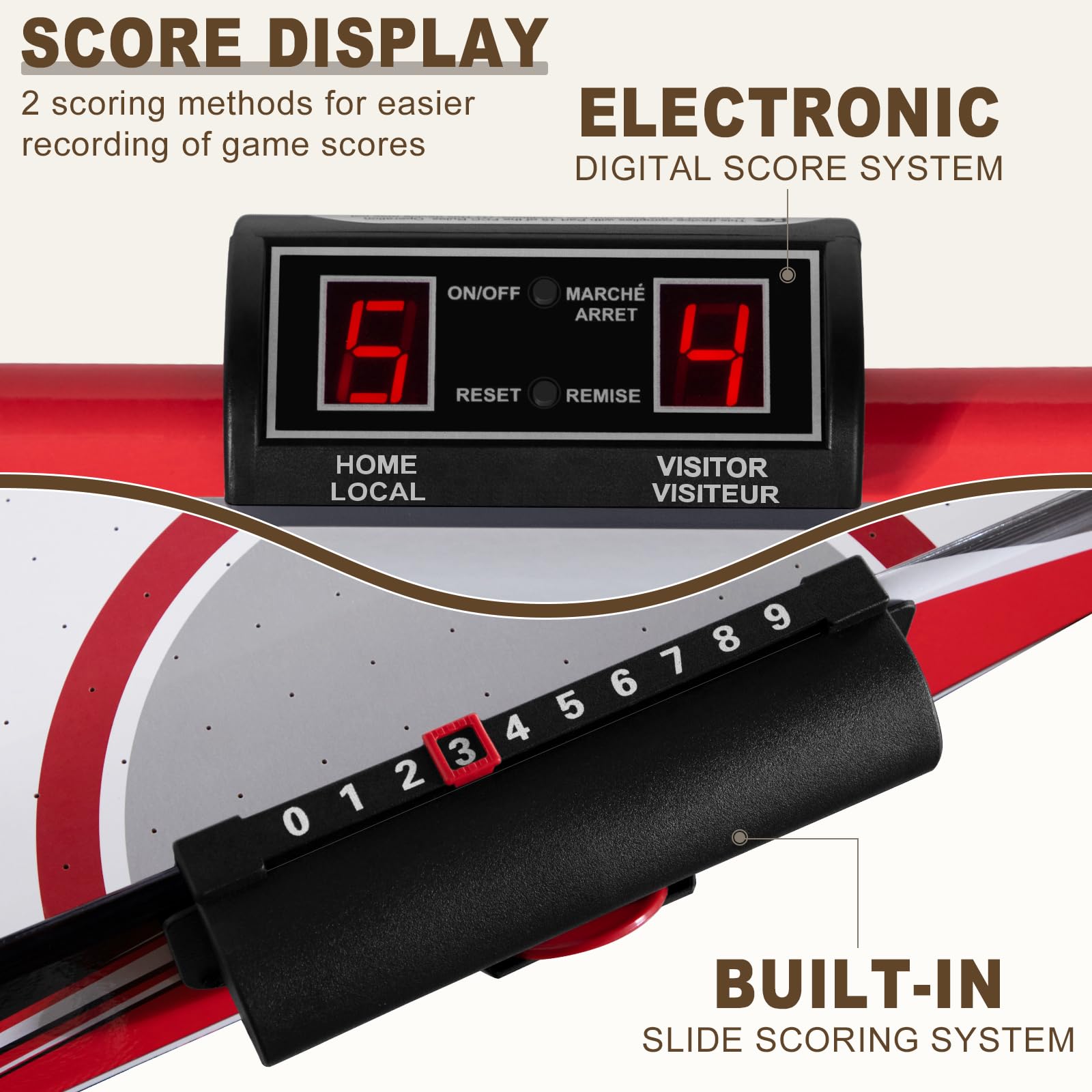 58in Foldable Air Hockey Table with Strong Motor & LED Scoreboard - 2 Pucks & 2 Pushers Included - No Assembly Required (Red & Yellow) - Perfect for Family Game Nights, Kids Parties & Indoor Entertainment
