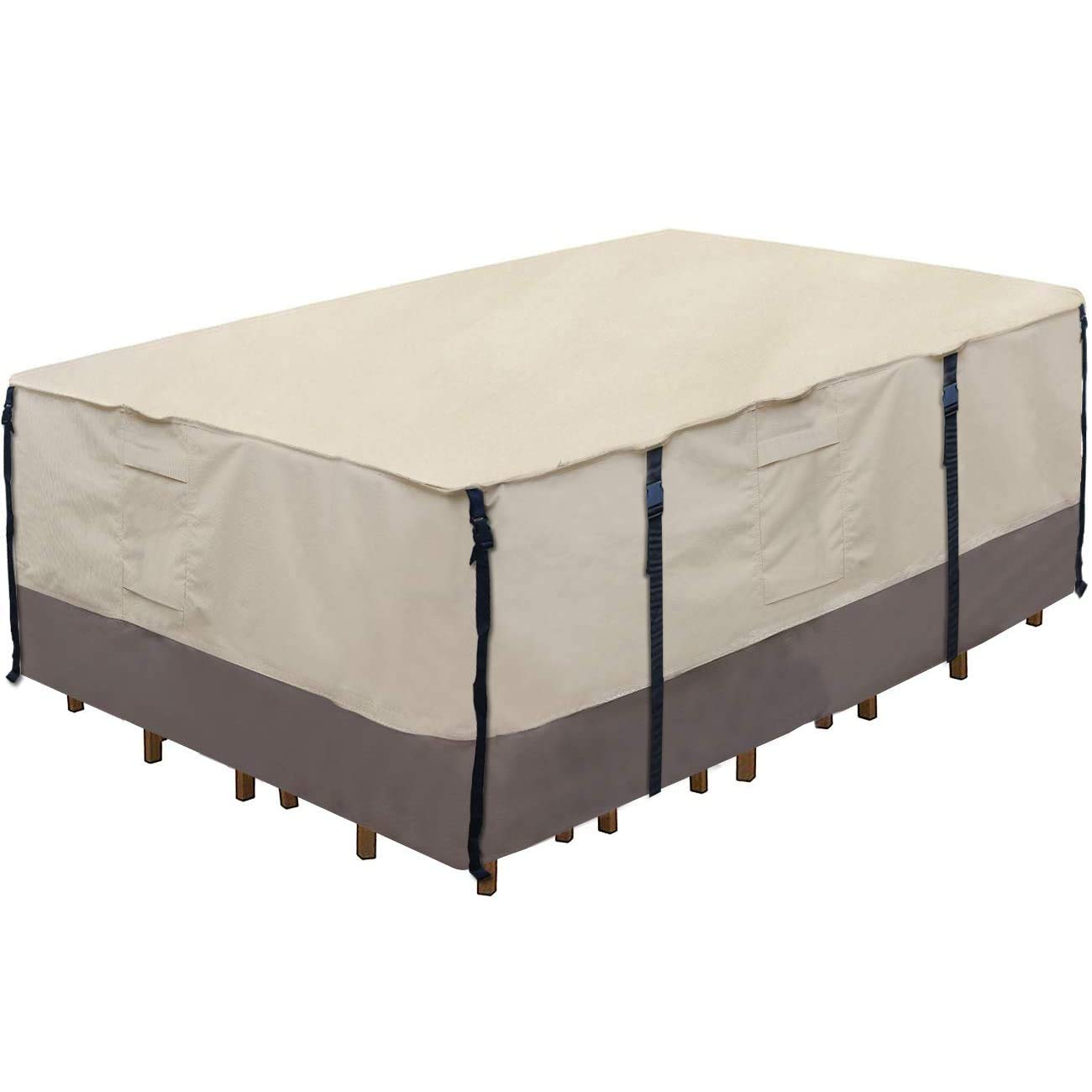 Ogrmar Heavy Duty 600D Waterproof Rectangle Patio Table Cover - Outdoor Dining Table & Chair Set Protector (72x44x27.5 inches) - Perfect for Backyard, Deck, Garden & All-Weather Protection