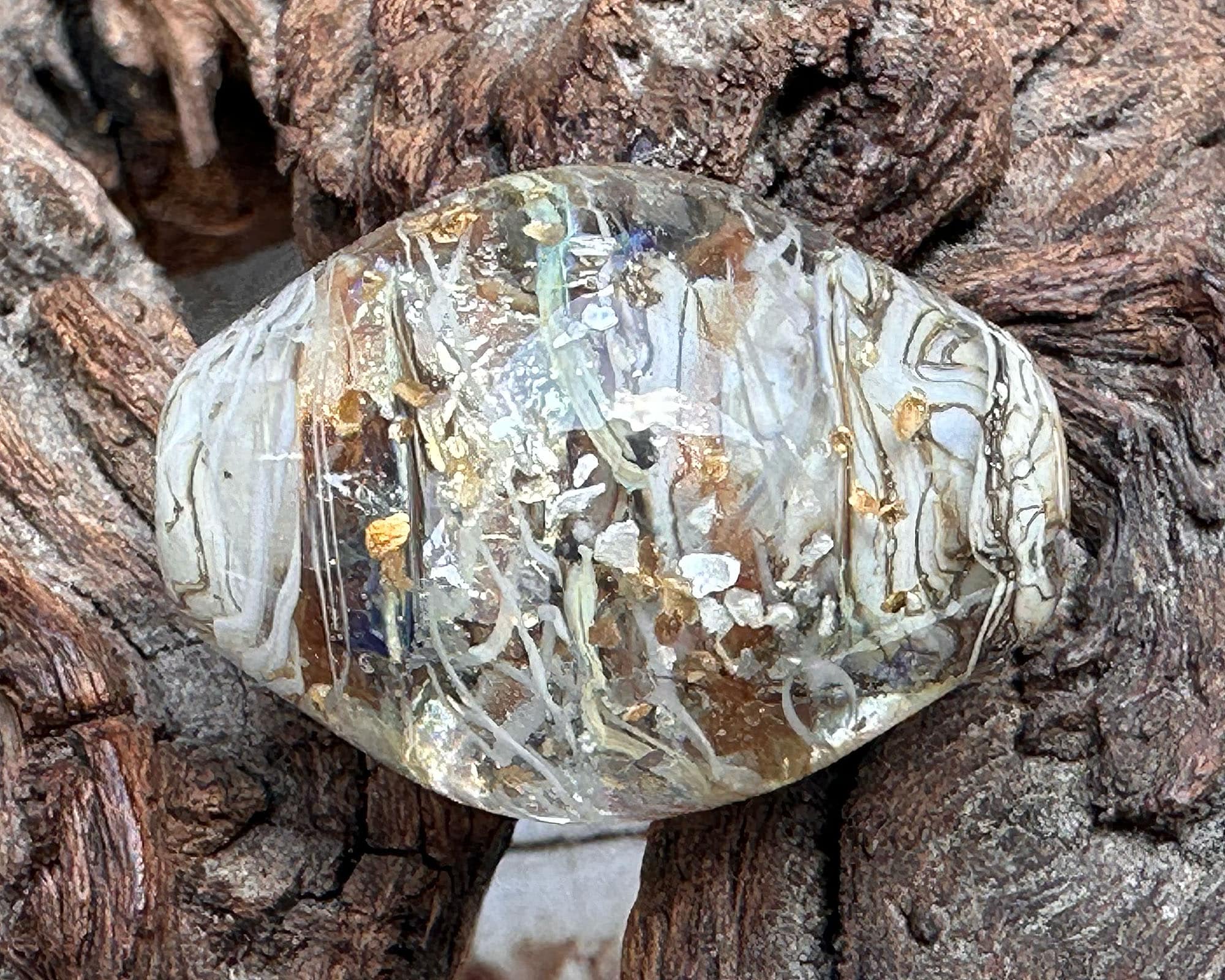 Handmade Silver Metal Organic Lampwork Focal Bead SRA - Perfect for Jewelry Making, DIY Crafts & Beading Projects