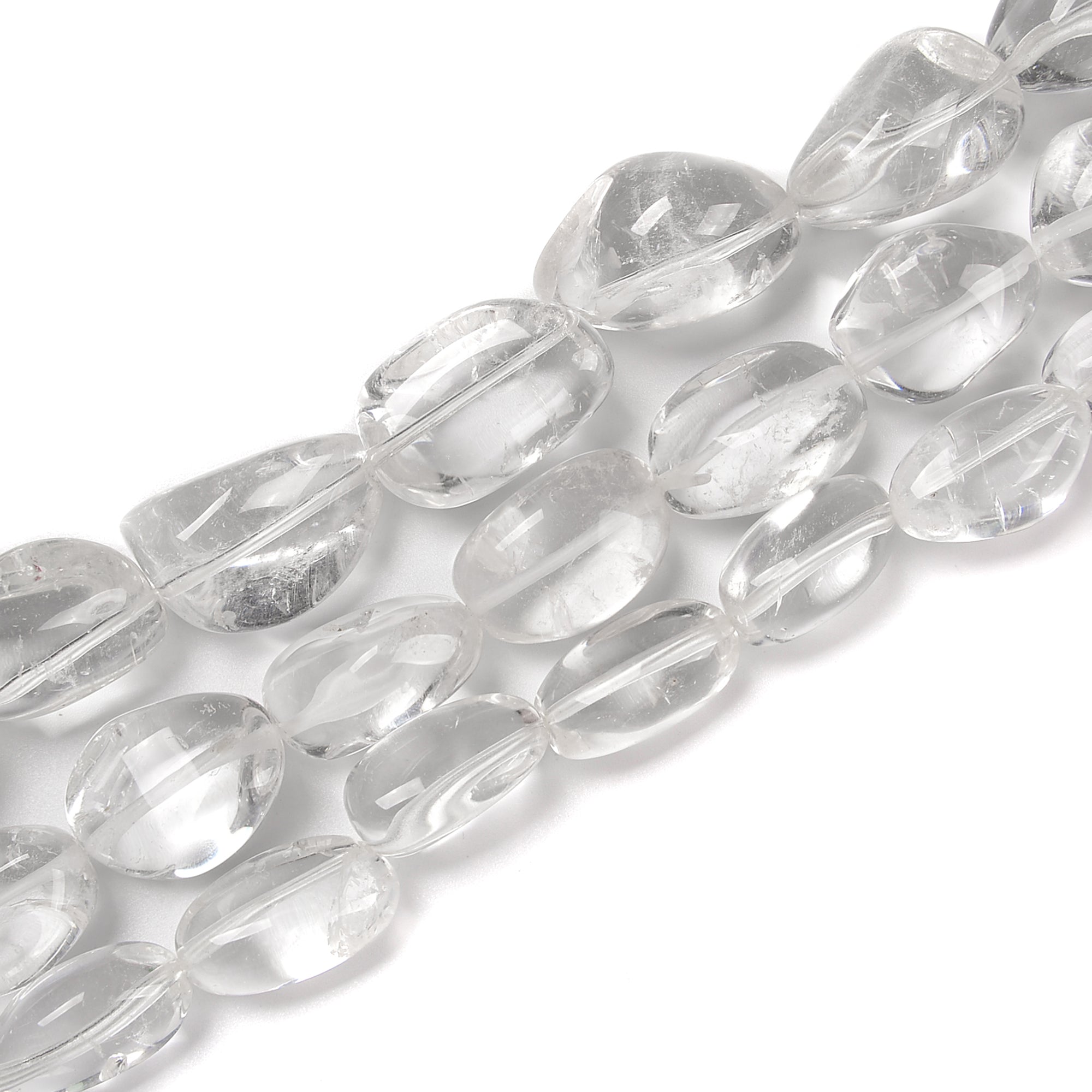 Natural Clear Quartz Pebble Nugget Beads - 12x20mm, 15x23mm, 18x28mm Sizes - 15.5 Inch Strand for Jewelry Making, DIY Crafts, Healing Crystals & Home Decor