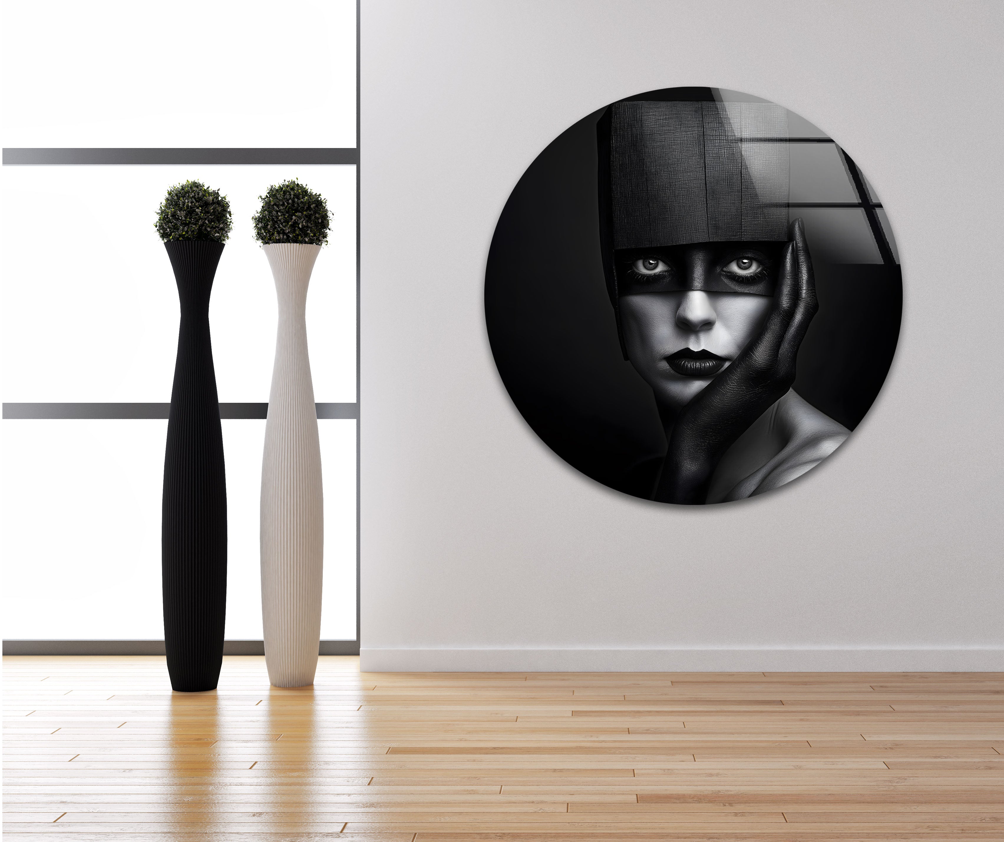 Abstract Portrait Wall Art - Modern Black & White Glass Painting for Living Room, Bedroom & Office Decor | Unique Home & Gift Idea