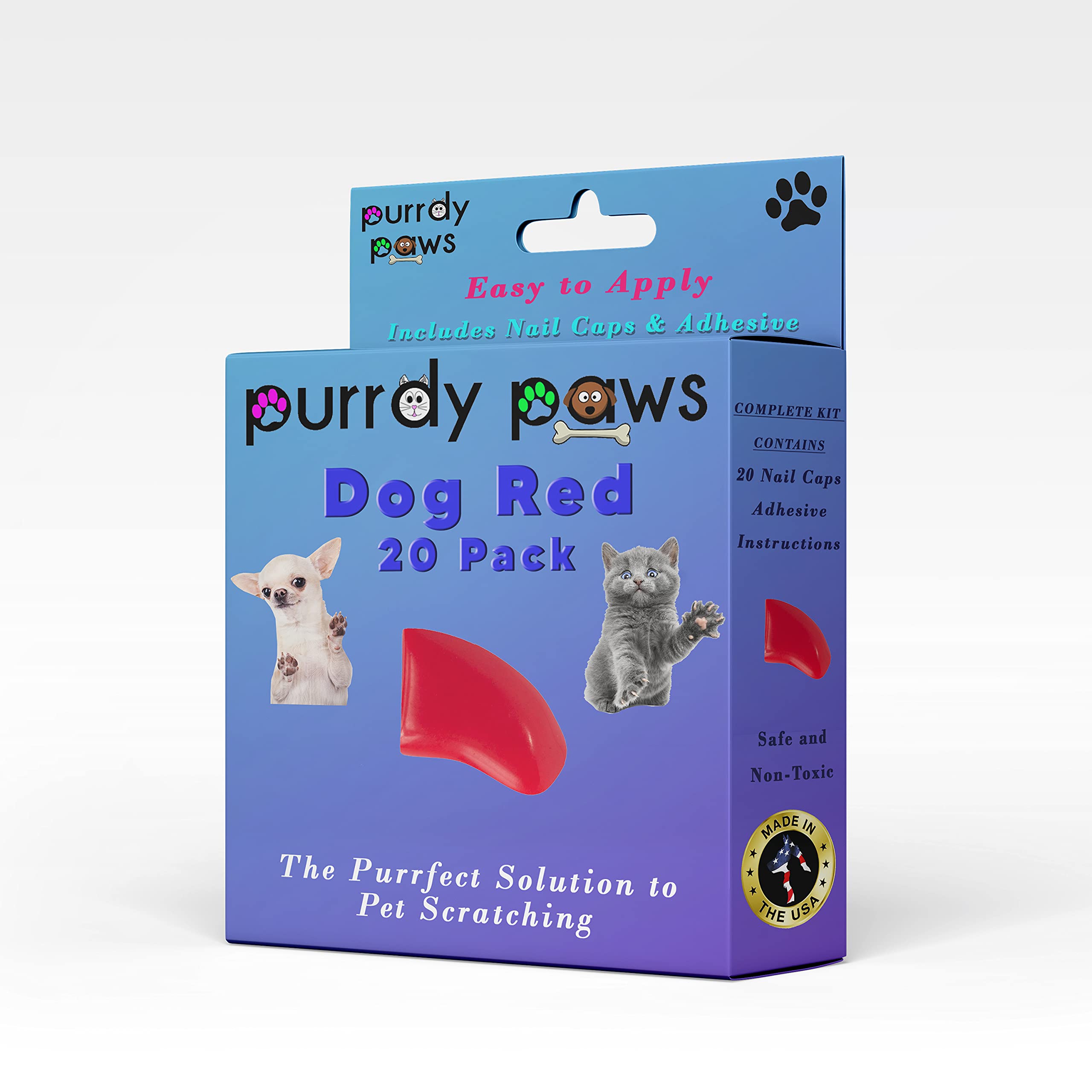 Soft Nail Caps for Dogs - Small Size (Red) - Protect Floors & Furniture - Safe Pet Nail Cover for Indoor Use