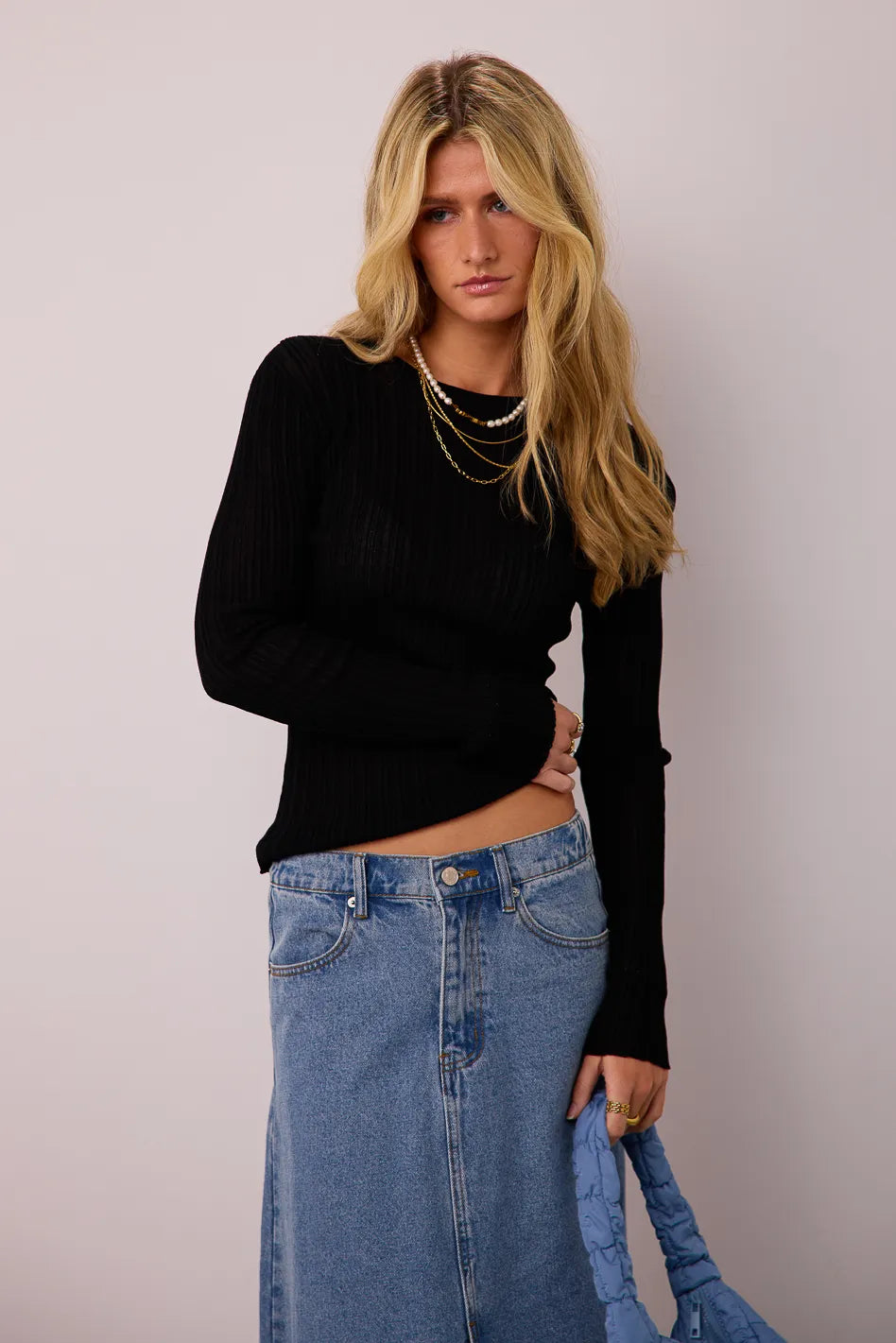 Stylish Black Mauryn Ribbed Top for Women | Trendy Stretch Knit Shirt | Perfect for Casual Wear, Layering & Everyday Outfits | FINAL SALE