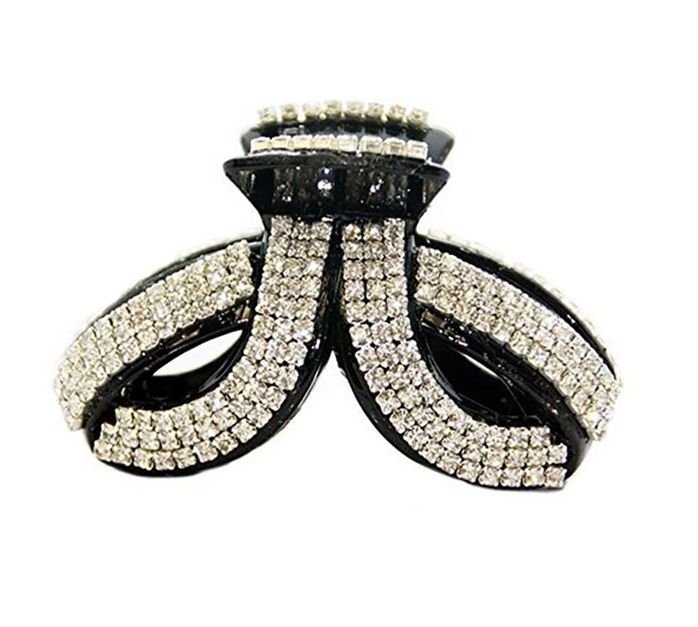 Elegant Rhinestone Crystal Hair Clip for Women - Acrylic Jaw Clip Hairpin, Hair Claw Accessory (Black) - Perfect for Weddings, Parties & Everyday Styling