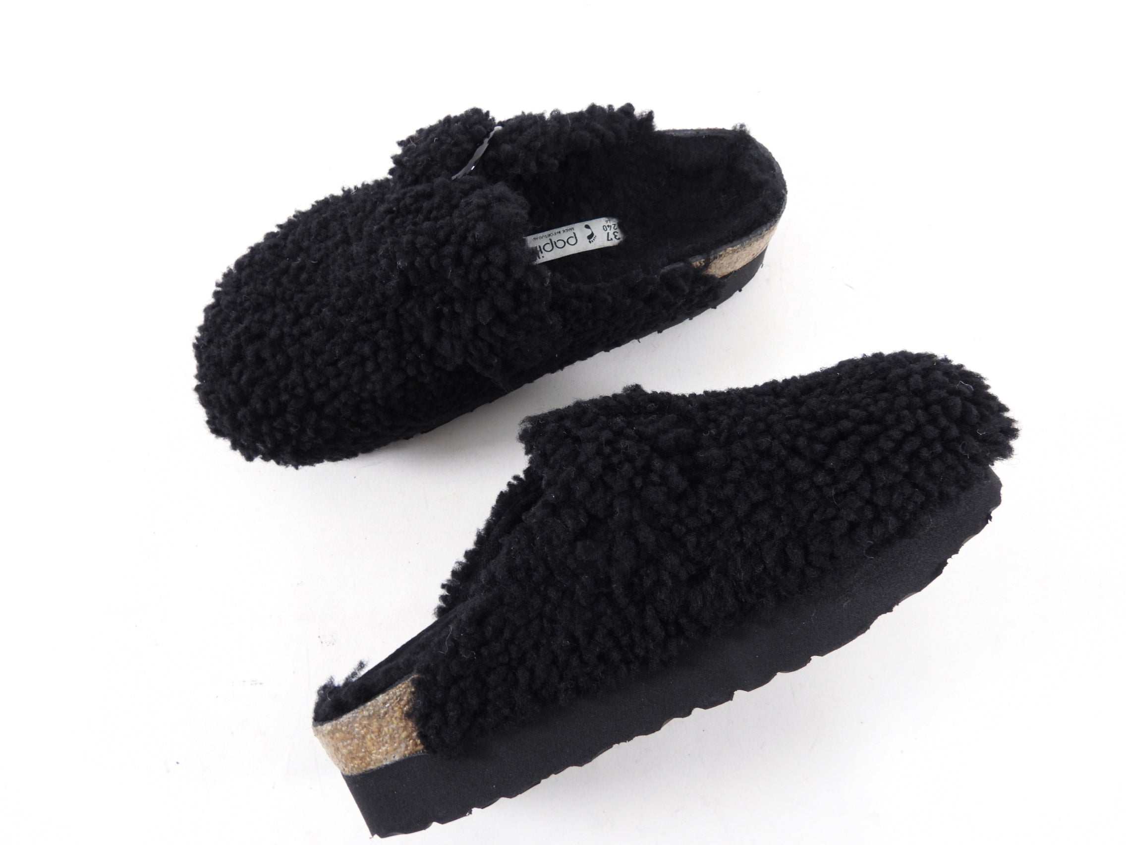 Birkenstock Papillio Shearling Big Buckle Slide Sandals - Women's Size 37 (US 6.5) Black - Cozy Winter House Slippers & Casual Comfort Shoes for Home, Office and Travel