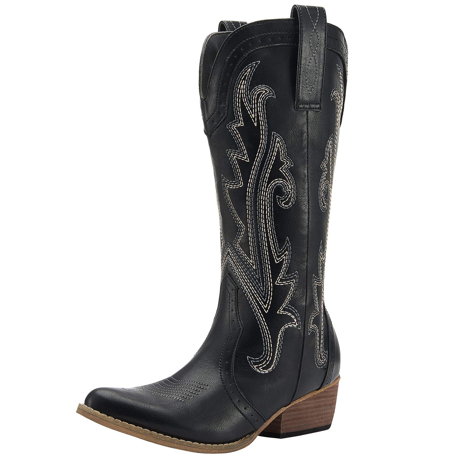 HISEA Women's Western Cowboy Boots - Pointed Toe Cowgirl Fashion Boots for Country Dancing & Rodeo Events