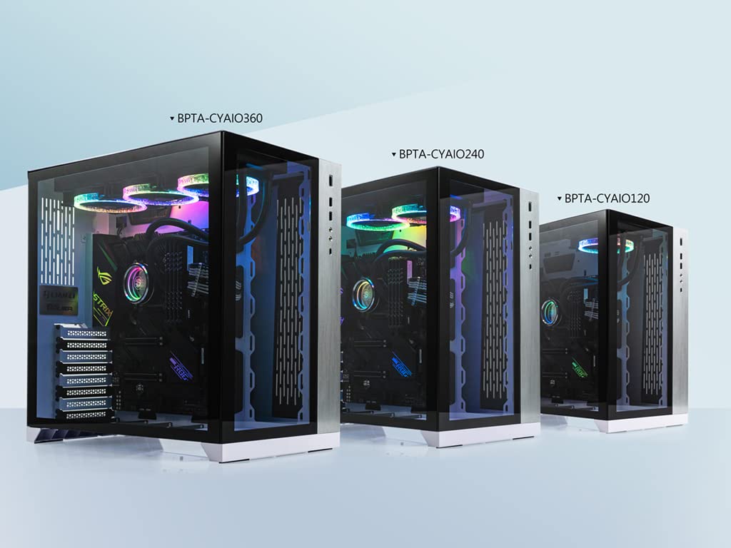Bitspower Touchaqua Cyclops 360 All-in-One Liquid CPU Cooler with D-RGB Notos Xtal Fans, 360mm Radiator - High Performance Cooling for Gaming PCs, Workstations, and Overclocking (Model: BPTA-CYAIO360-NTX)