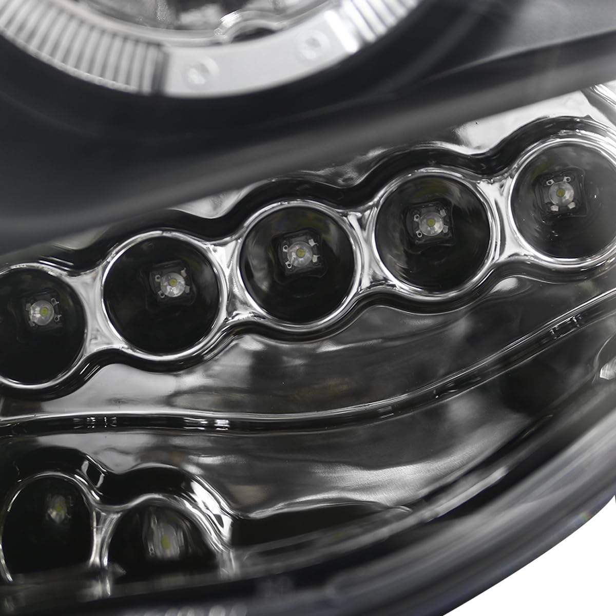 Spec-D Tuning Black Projector Headlights + LED Tail Lights + Bumper Fog Lamps Smoke for 2002-2005 Dodge Ram 1500/2500/3500 - Left & Right Pair Headlight Assembly - Upgrade for Night Driving & Off-Roading