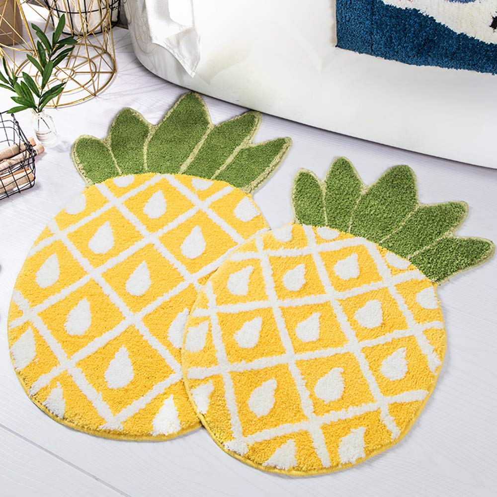 Non-Slip Pineapple Welcome Doormat - 32 x 20 Inch Cartoon Fruit Indoor Rug for Home Decor, Living Room, Bedroom & Bathroom - Machine Washable Anti-Skid Carpet - Perfect for Entryway, Kitchen & Laundry Room Decor