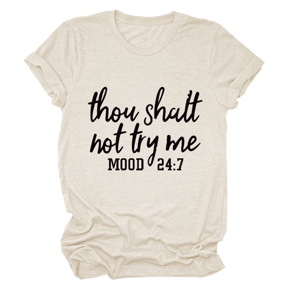 JOGGEIL Women's Funny Graphic Print T-Shirt - Cute Letter Design, Loose Fit Cotton Tee for Summer & Beach Wear - Casual Outfit, Vacation Style