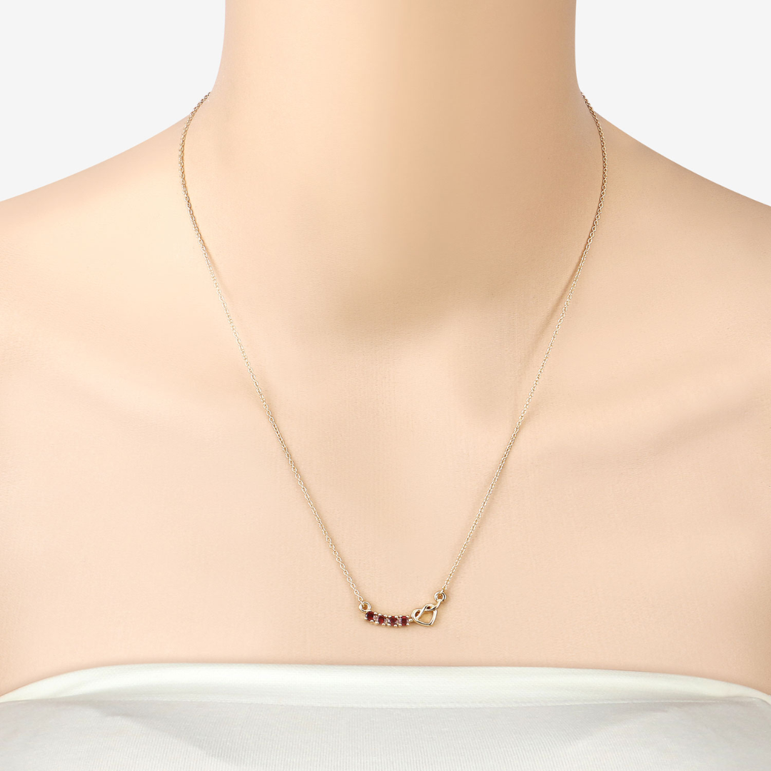 18K Gold Plated Genuine Garnet Infinity Heart Pendant Necklace for Women - Romantic Gift for Valentine's Day, Anniversary & Special Occasions