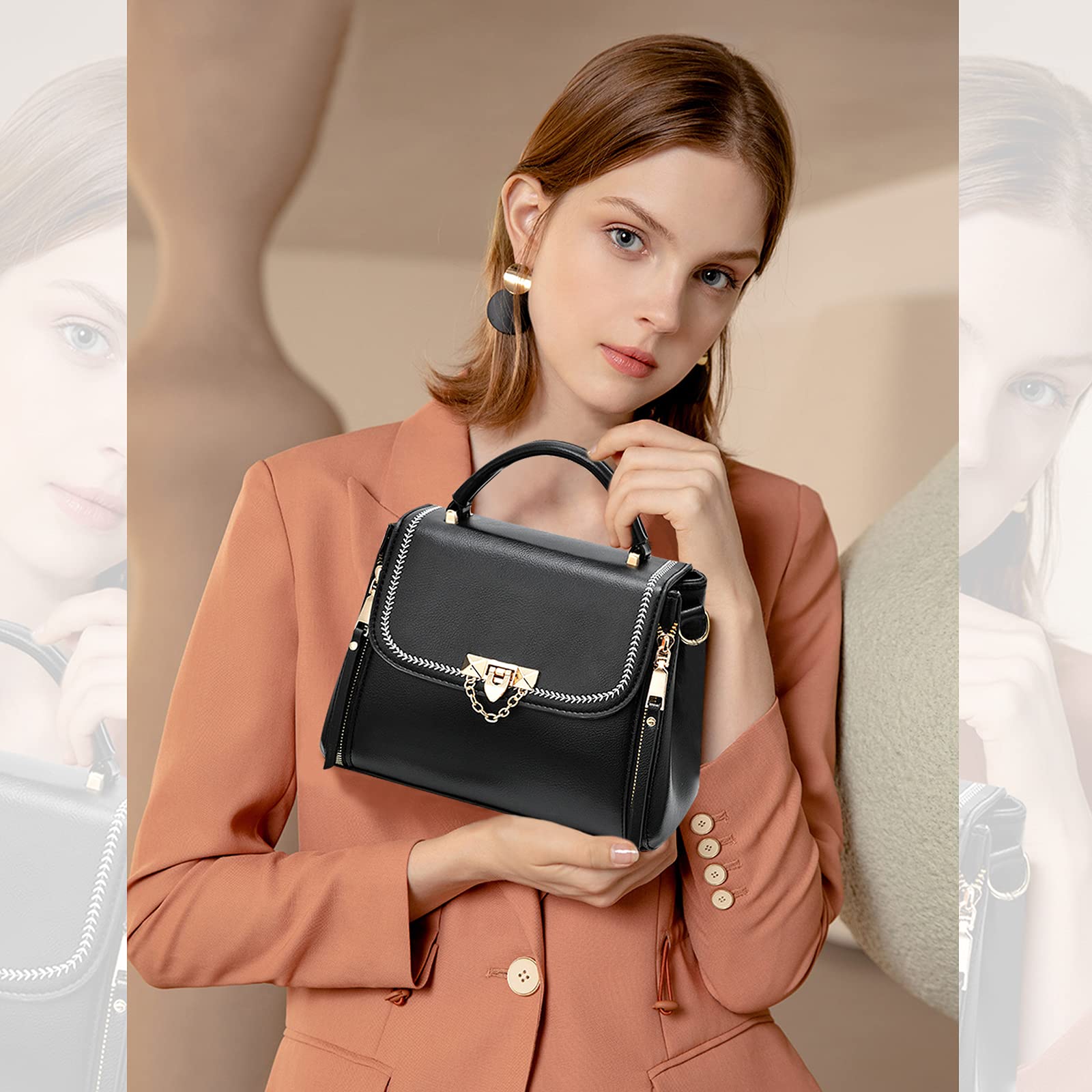 NICOLE & DORIS Women's Small Crossbody Bag - PU Leather Shoulder Purse with Top Handle - Fashionable Handbag for Daily Use, Work, Travel & Shopping
