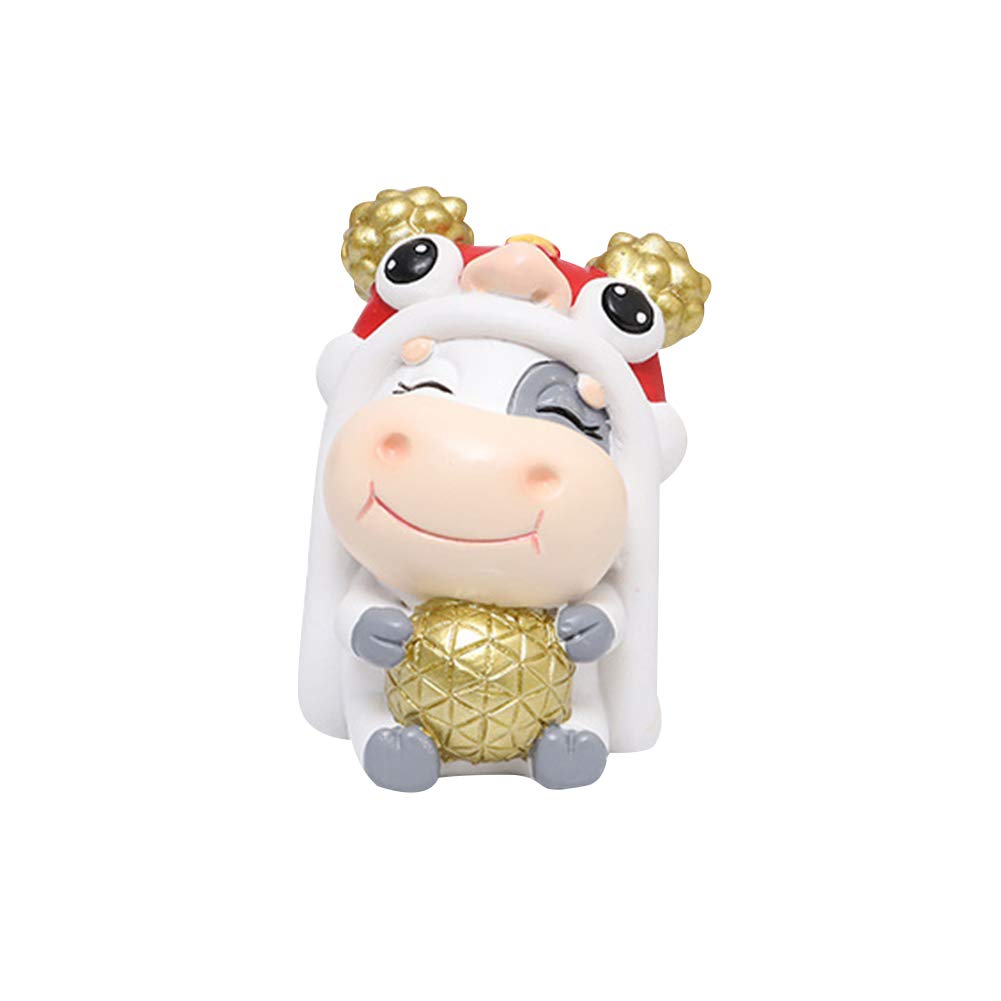 Coherny Ox Chinese Zodiac Ornament - Year of the Ox Desk Decor with Fish Design for Home Office Feng Shui & New Year Gift