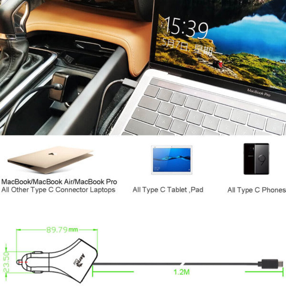 AeroCool Smart 45W USB Type C Car Charger Fast Charging Adapter for iPhone 15/14/13, Samsung Galaxy, iPad - Perfect for Road Trips & Long Commutes