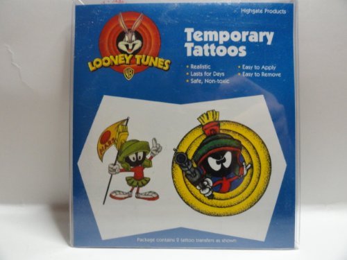 Looney Tunes Temporary Tattoos - Marvin the Martian Body Art for Kids & Adults - Perfect for Halloween, Cosplay & Parties