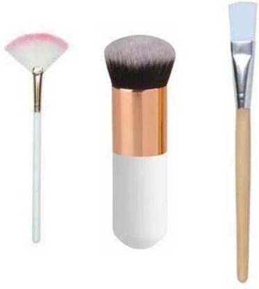 DATNASAYAD 3-Piece Makeup Brush Set - Fan Brush, Foundation Brush & Face Pack Brush for Flawless Highlighting, Blending & Mask Application | Perfect for Professional Makeup Artists & Beauty Enthusiasts