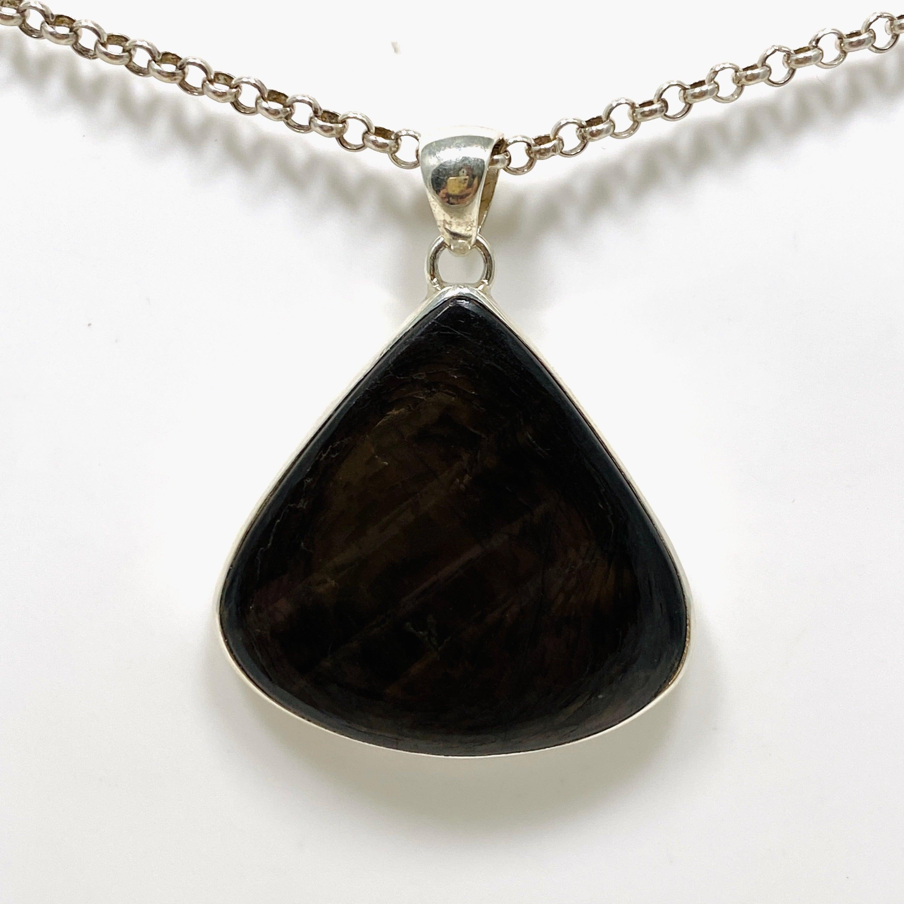 Natural Hypersthene Teardrop Pendant Necklace KPGJ4269 - Elegant Healing Crystal Jewelry for Meditation & Spiritual Protection