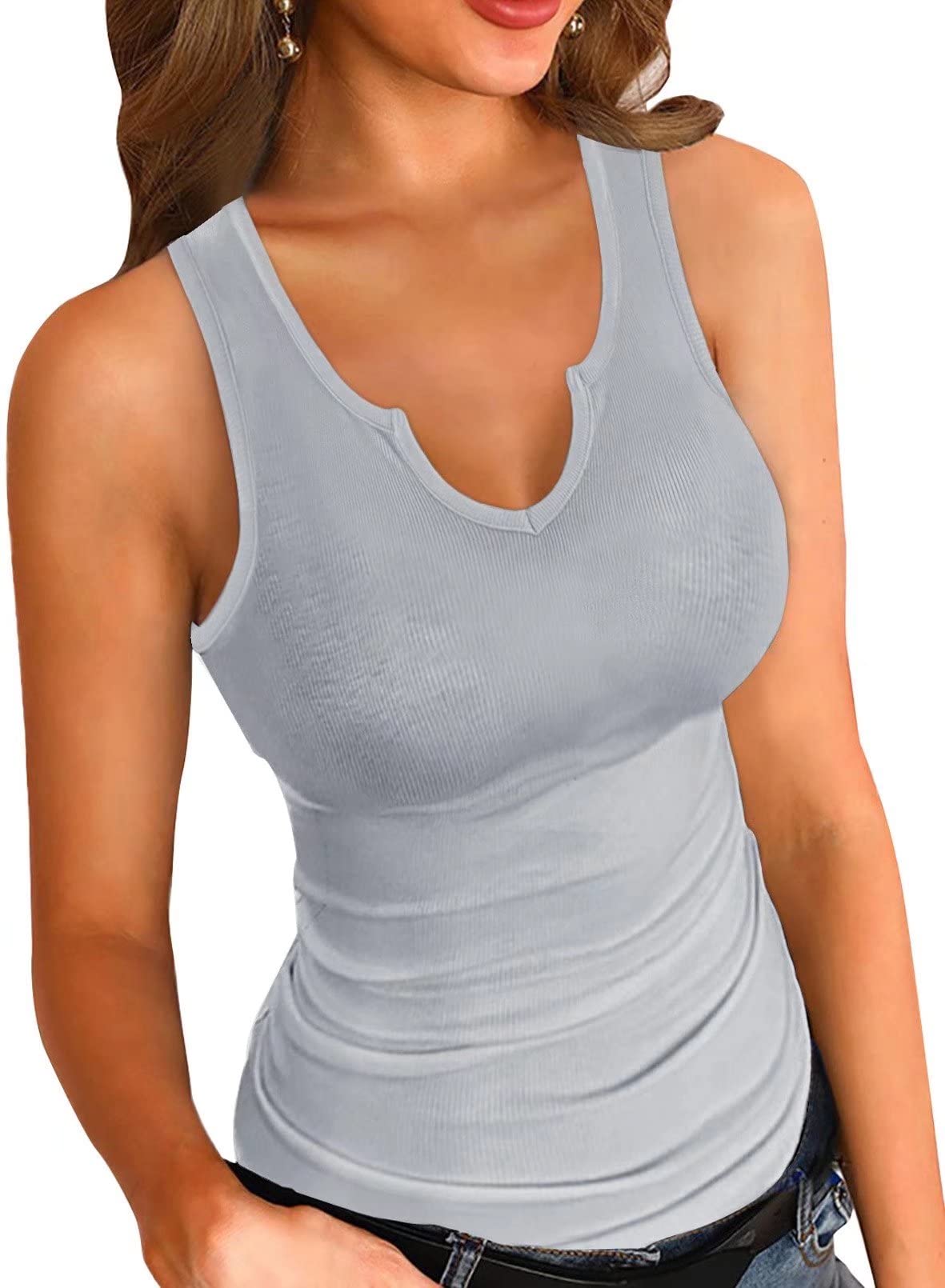 VICHYIE Women's Ribbed Slim Fit Tank Tops - Sleeveless Summer Shirts for Casual Wear, Gym, Yoga & Beach Outfits